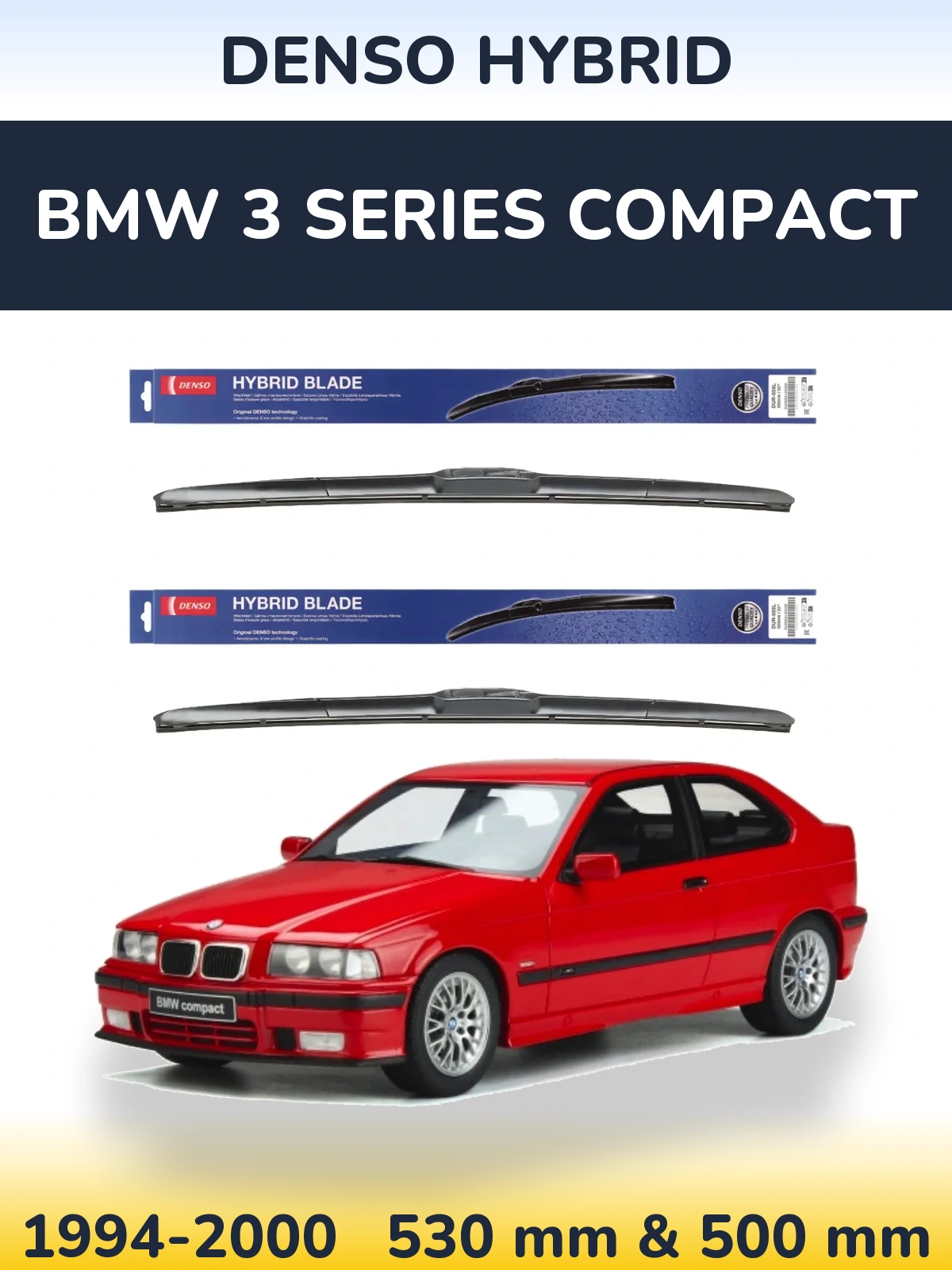 Komplet przednich wycieraczek Denso Hybrid 530 & 500 mm do BMW Seria 3 Compact 1994-2000
