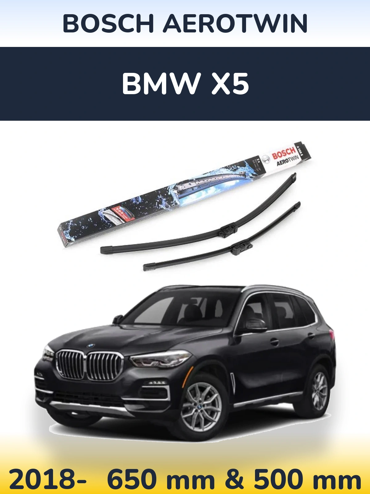 Komplet przednich wycieraczek BOSCH AeroTwin 650 & 500 mm do BMW X5 2018-2026