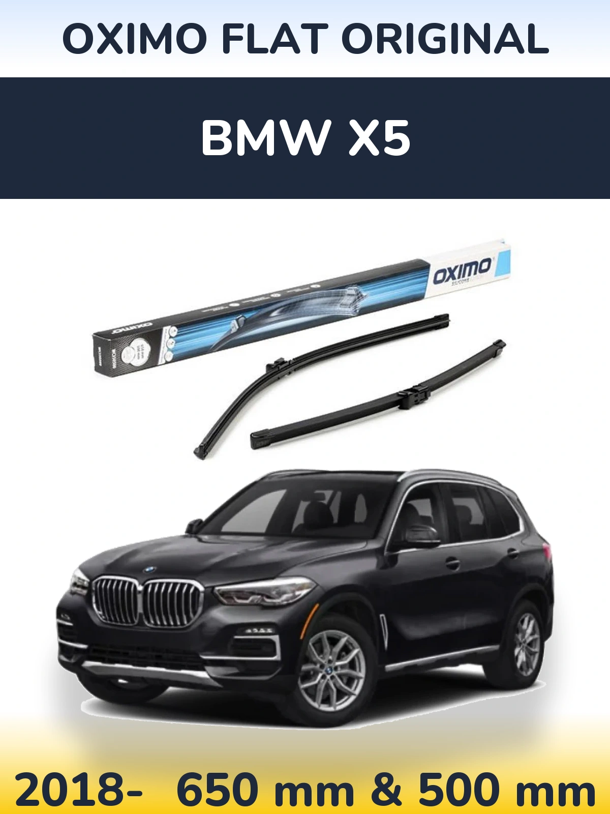 Комплект передних дворников Oximo Flat Original 650 & 500 мм для BMW X5 2018-2026