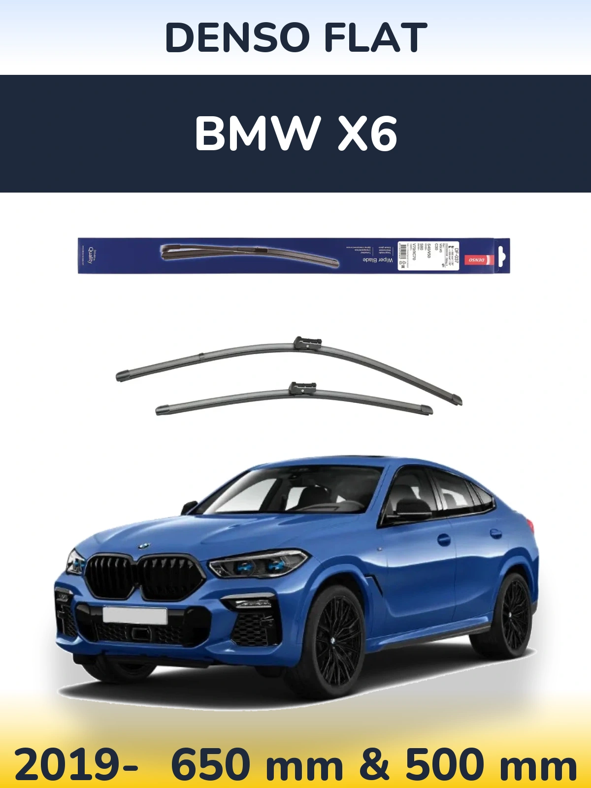 Komplet przednich wycieraczek Denso Flat 650 & 500 mm do BMW X6 2019-2026