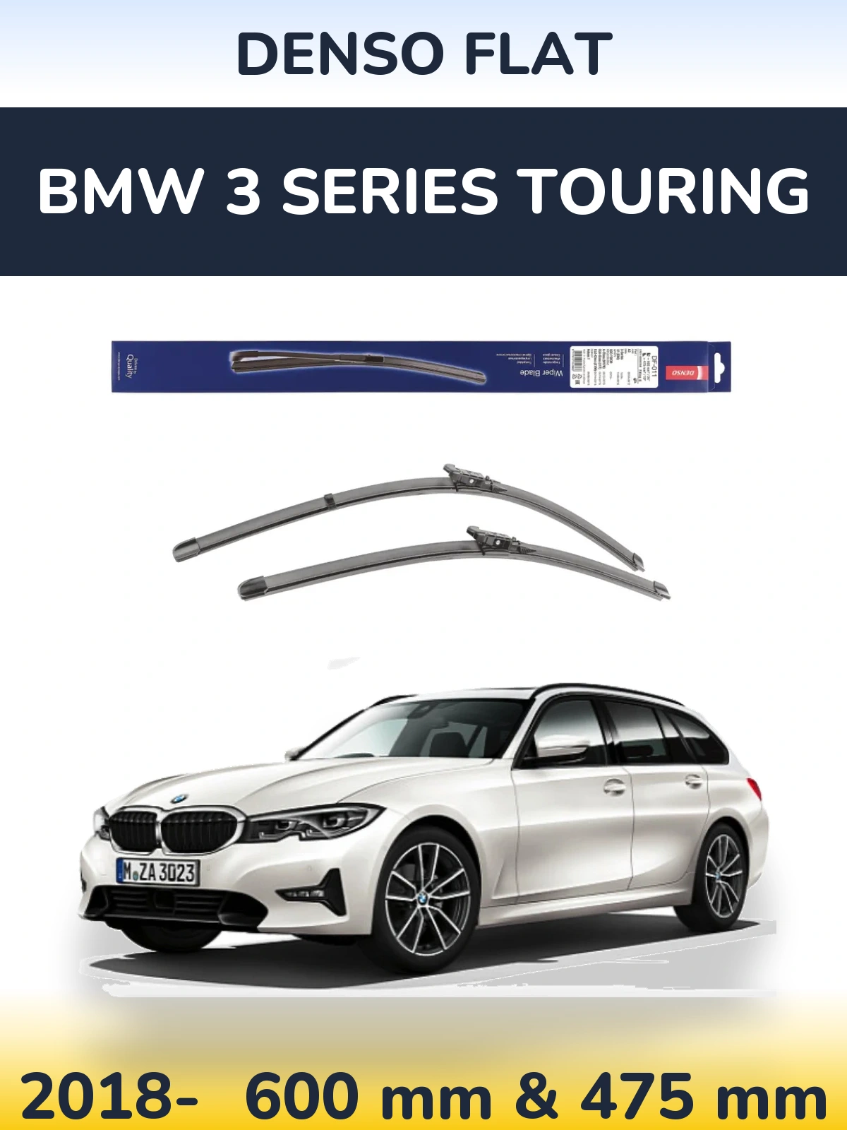 Komplet przednich wycieraczek Denso Flat 600 & 475 mm do BMW Seria 3 Touring 2018-2026
