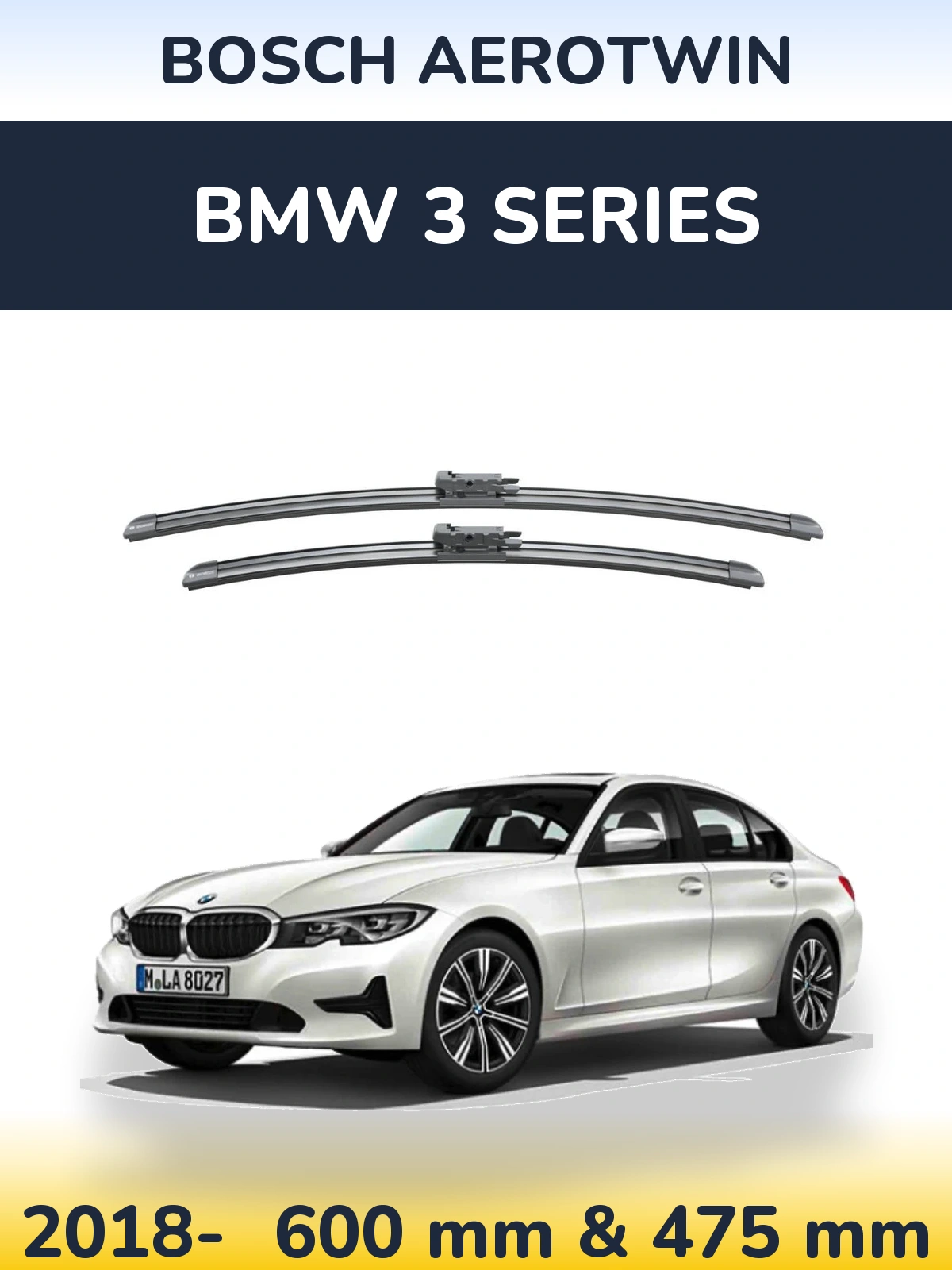 Komplet przednich wycieraczek BOSCH AeroTwin 600 & 475 mm do BMW Seria 3 2018-2026