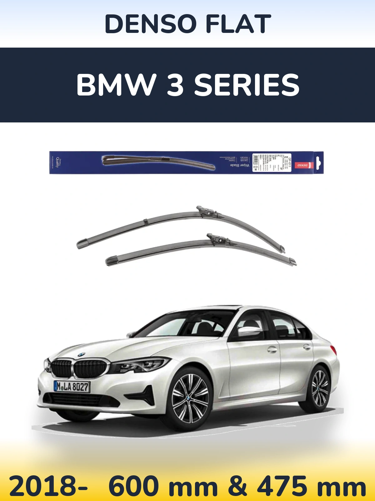 Komplet przednich wycieraczek Denso Flat 600 & 475 mm do BMW Seria 3 2018-2026
