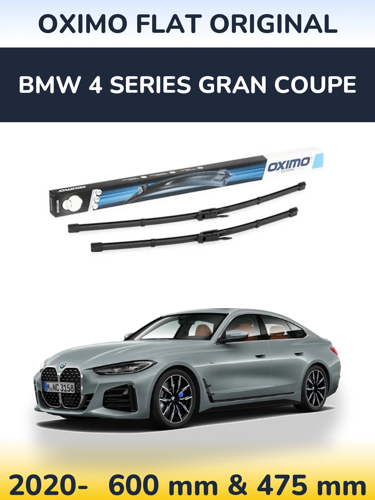 Komplet przednich wycieraczek Oximo Flat Original 600 & 475 mm do BMW Seria 4 Gran Coupe 2020-2026