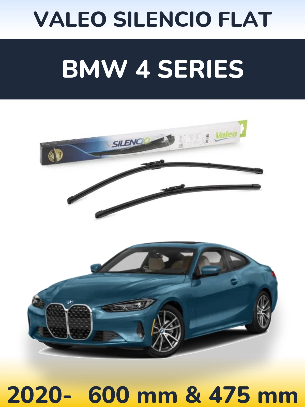 Komplet przednich wycieraczek Valeo Silencio Flat 600 & 475 mm do BMW Seria 4 2020-2026