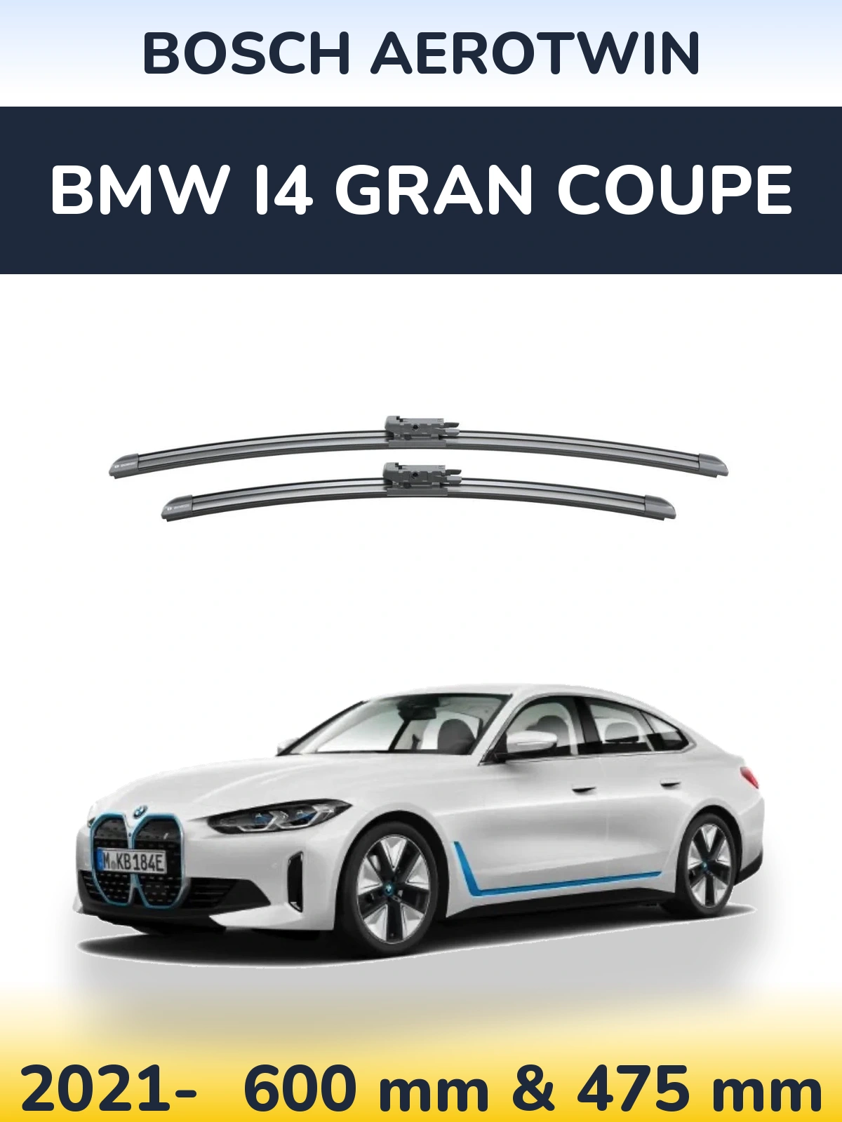 Front wiper blade set BOSCH AeroTwin 600 & 475 mm for BMW i4 Gran Coupe 2021-2026