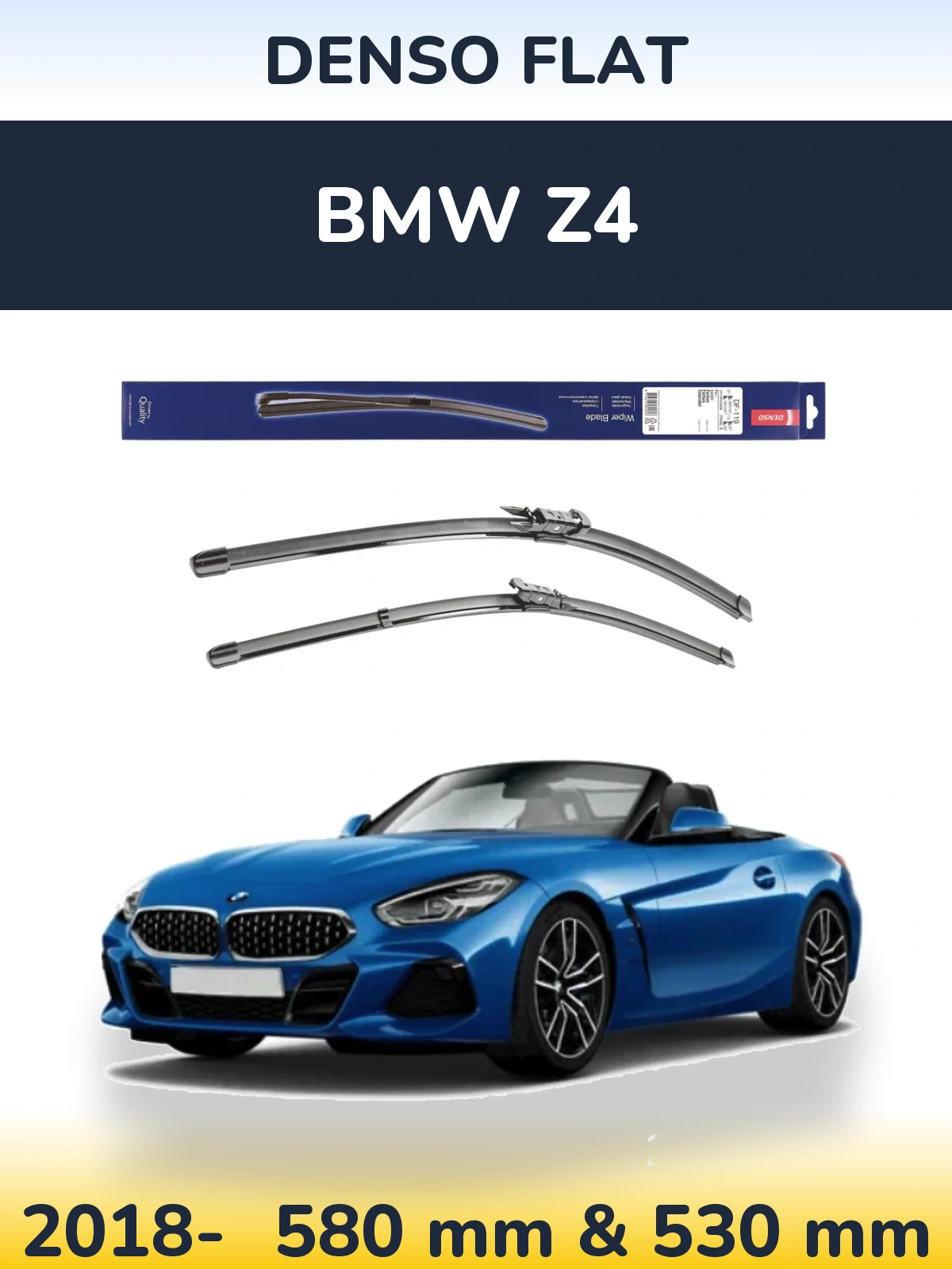 Комплект передних дворников Denso Flat 580 & 530 мм для BMW Z4 2018-2026