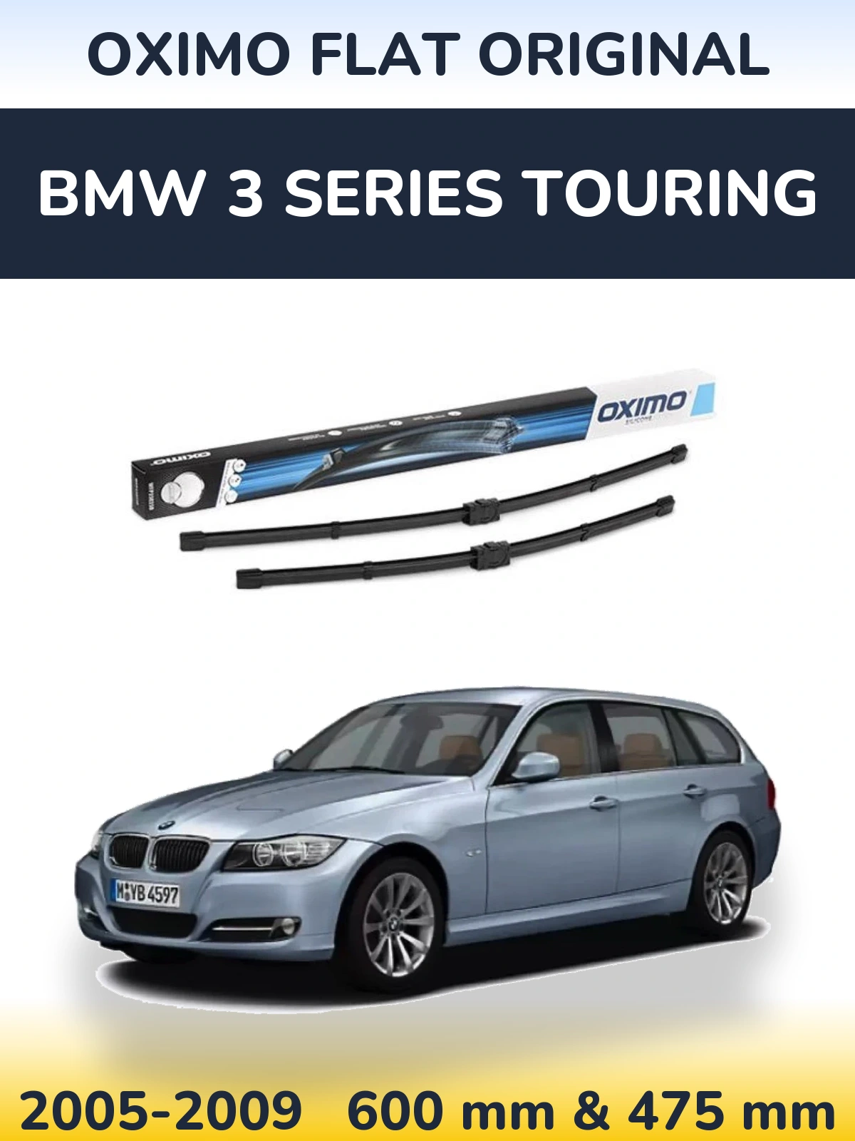 Комплект передних дворников Oximo Flat Original 600 & 475 мм для BMW 3 Series Touring 2005-2009