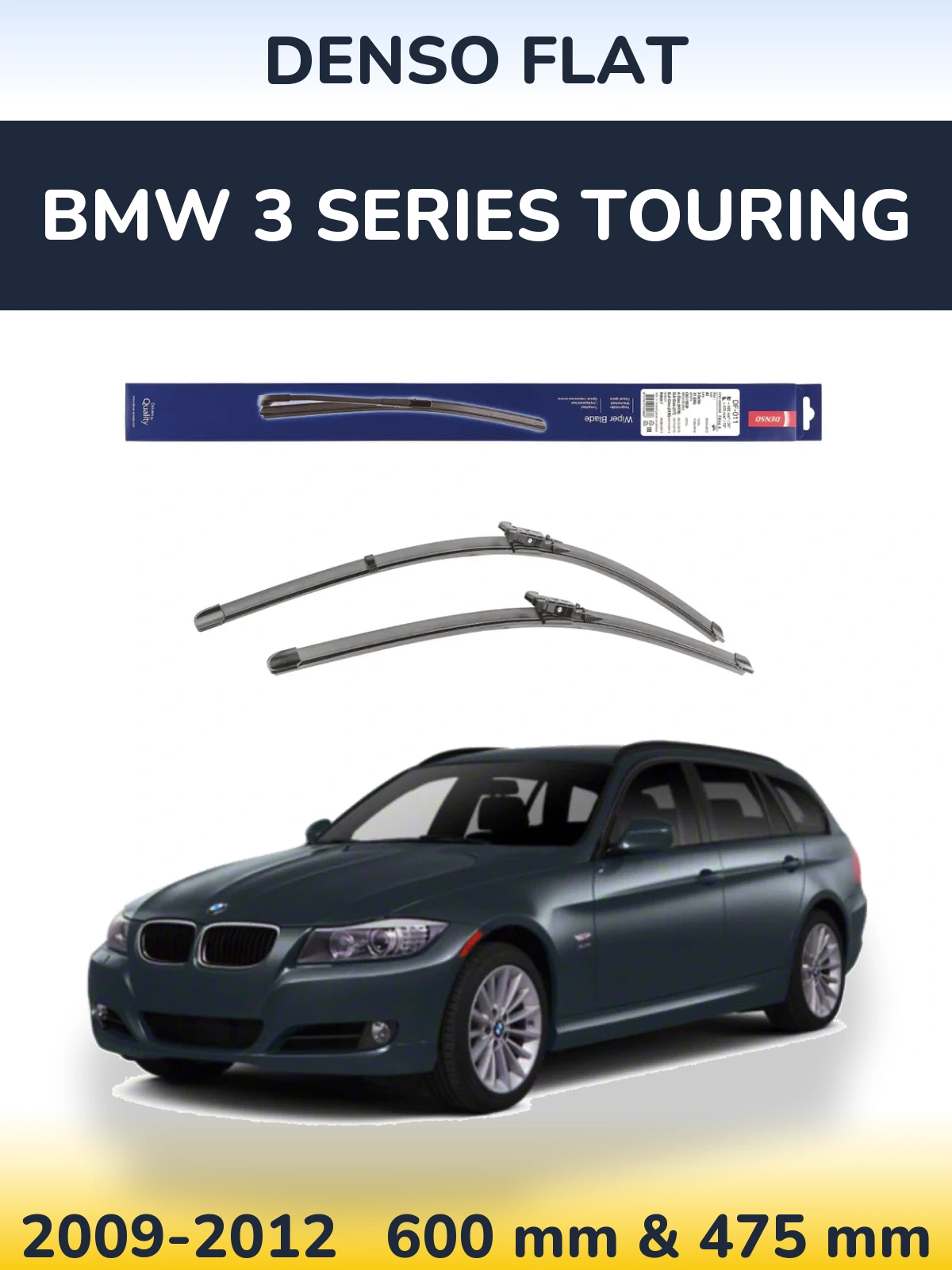 Komplet przednich wycieraczek Denso Flat 600 & 475 mm do BMW Seria 3 Touring 2009-2012