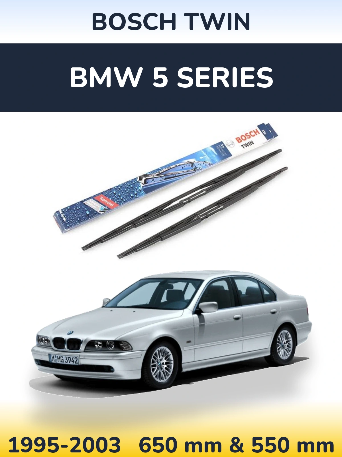 Комплект передніх щіток BOSCH Twin 650 & 550 мм для BMW 5 Series 1995-2003