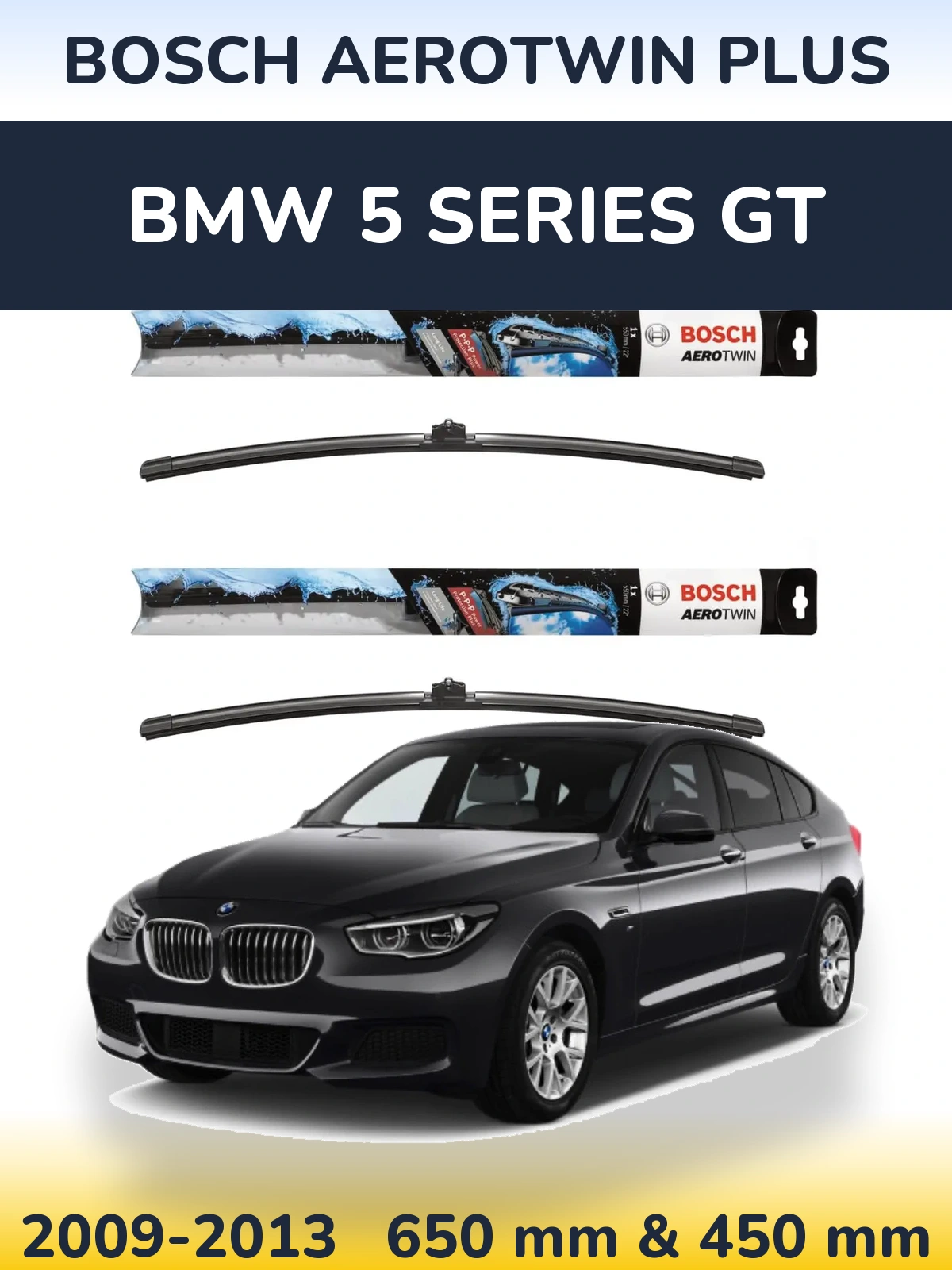 Komplet przednich wycieraczek BOSCH AeroTwin Plus 650 & 450 mm do BMW Seria 5 GT 2009-2013