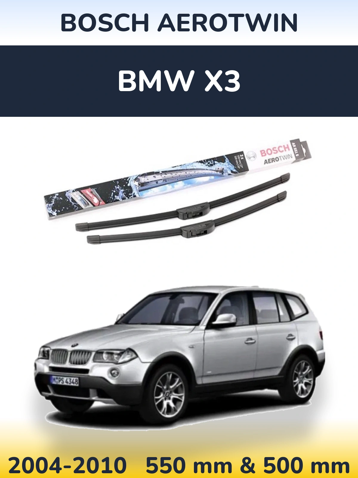 Комплект передніх щіток BOSCH AeroTwin 550 & 500 мм для BMW X3 2004-2010