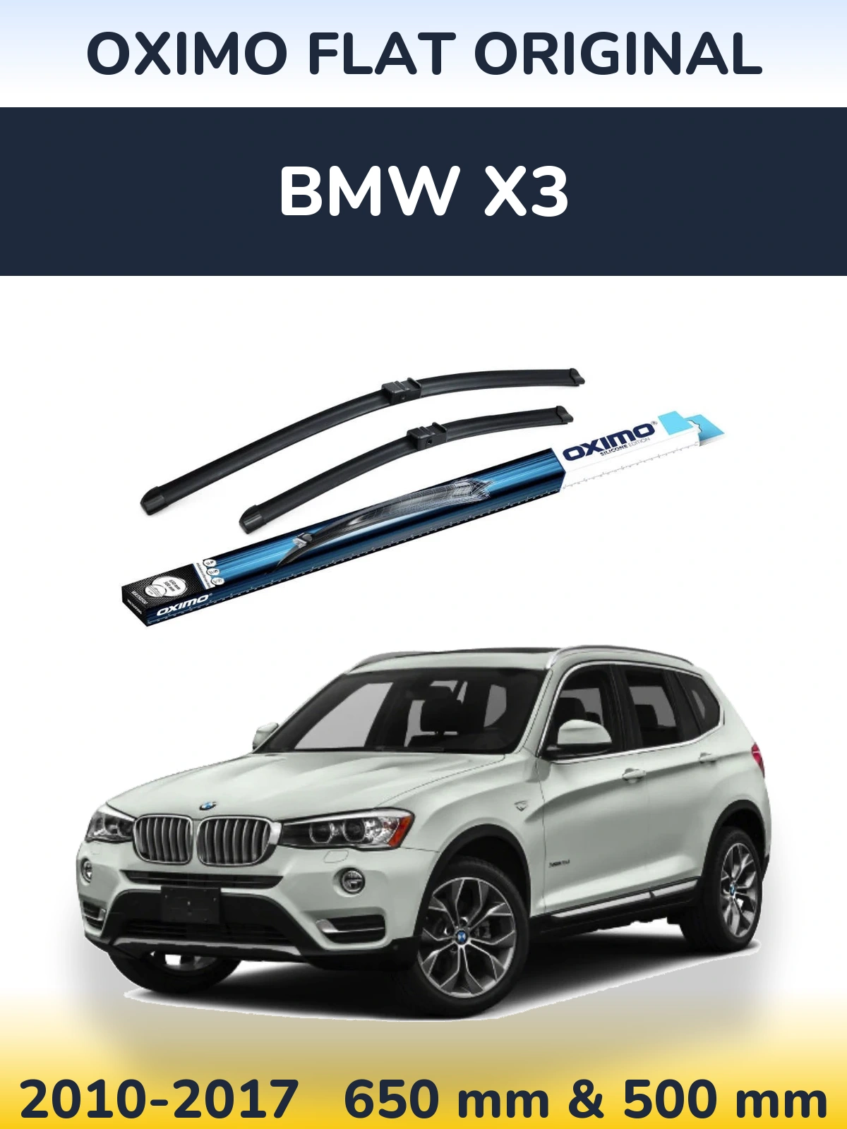 Комплект передних дворников Oximo Flat Original 650 & 500 мм для BMW X3 2010-2017