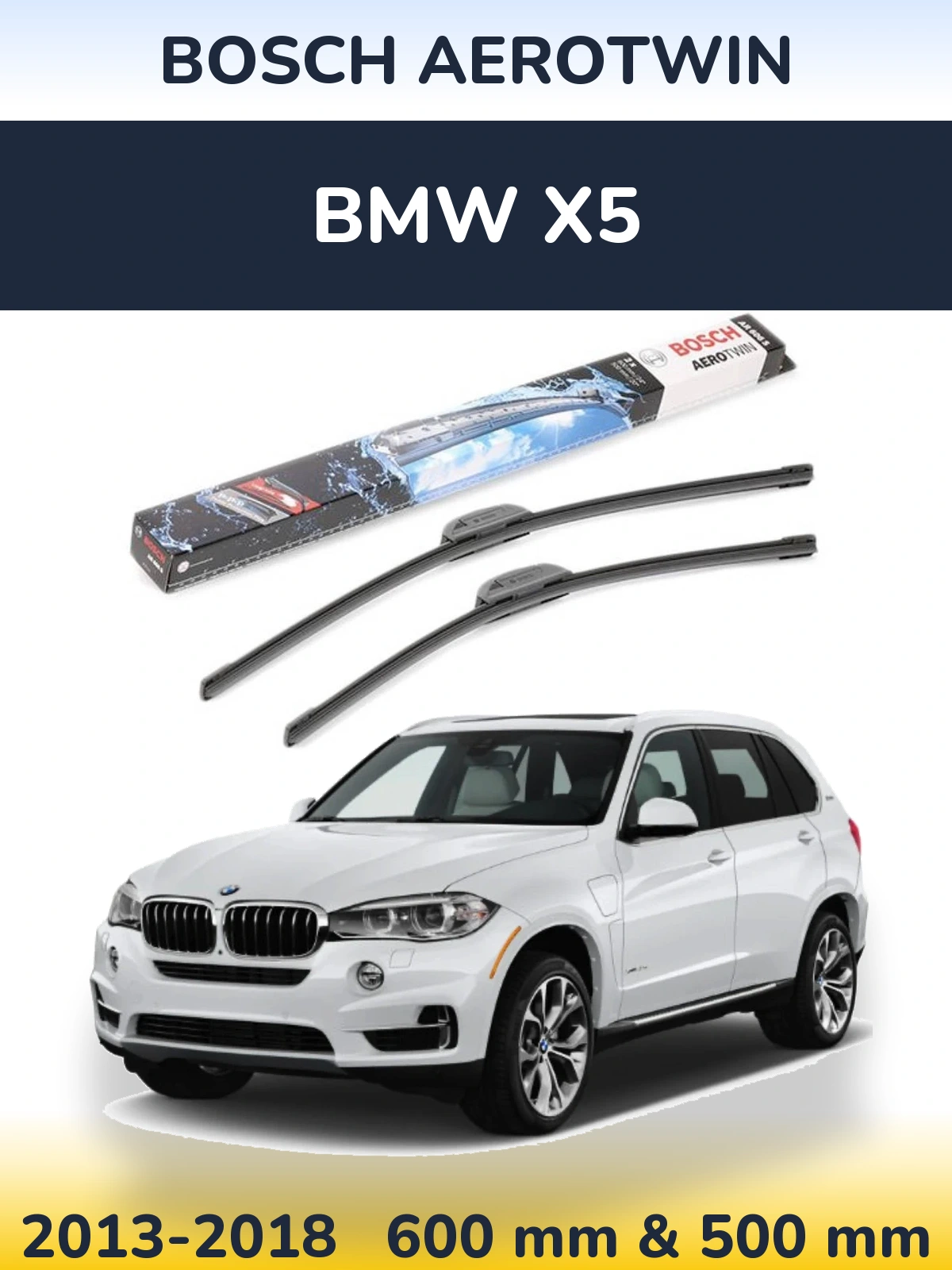 Комплект передних дворников BOSCH AeroTwin 600 & 500 мм для BMW X5 2013-2018