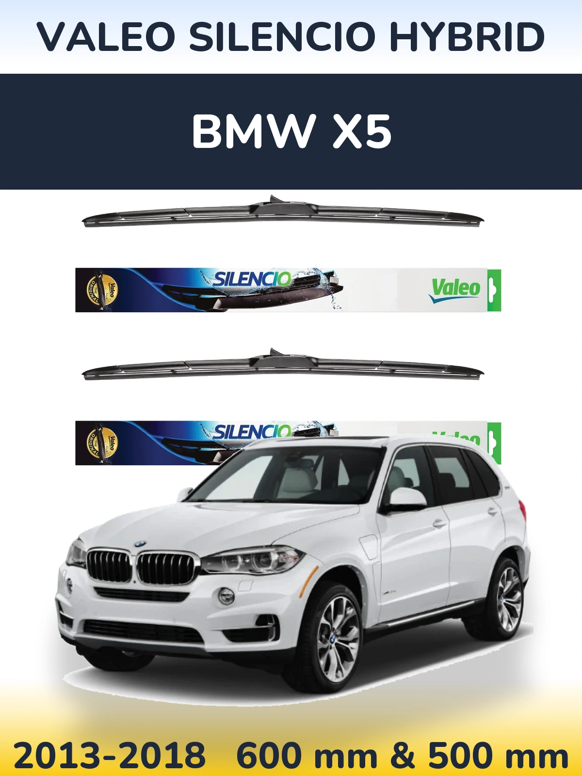 Комплект передних дворников Valeo Silencio Hybrid 600 & 500 мм для BMW X5 2013-2018