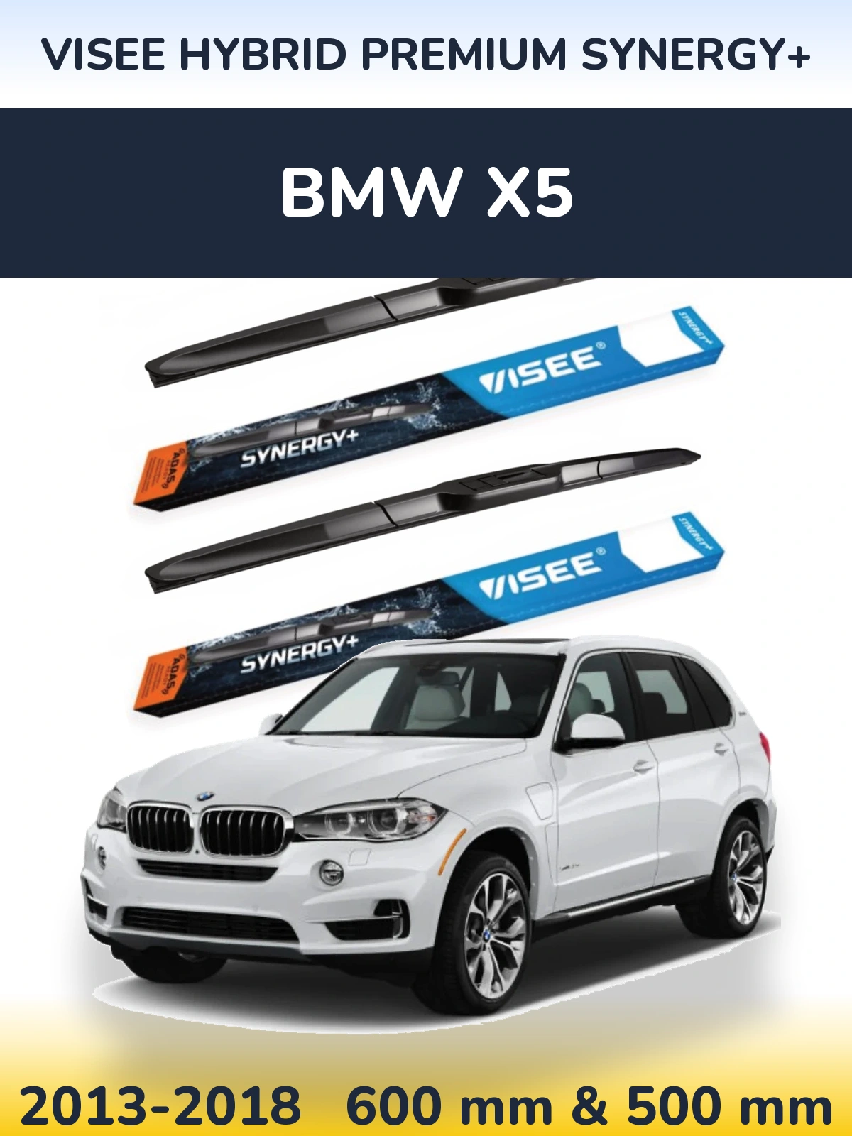 Комплект передніх щіток VISEE HYBRID PREMIUM SYNERGY+ 600 & 500 мм для BMW X5 2013-2018