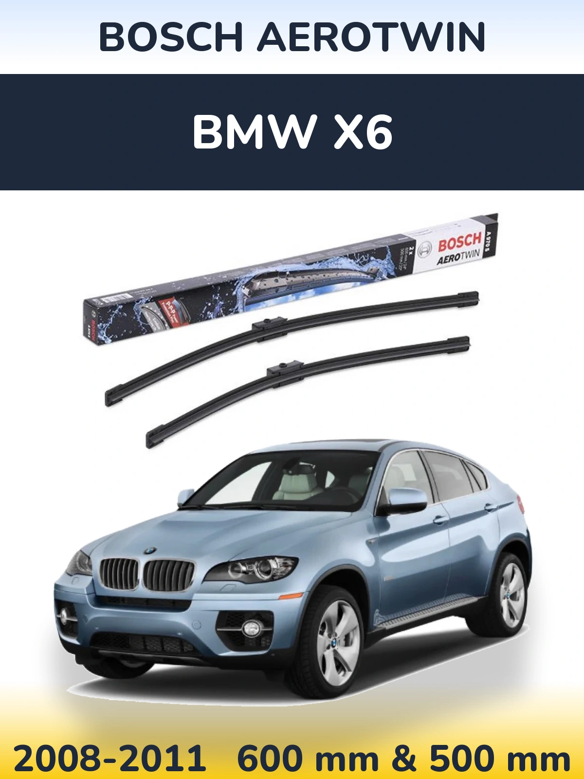 Комплект передніх щіток BOSCH AeroTwin 600 & 500 мм для BMW X6 2008-2011
