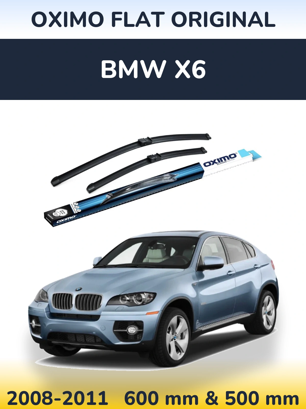 Комплект передних дворников Oximo Flat Original 600 & 500 мм для BMW X6 2008-2011