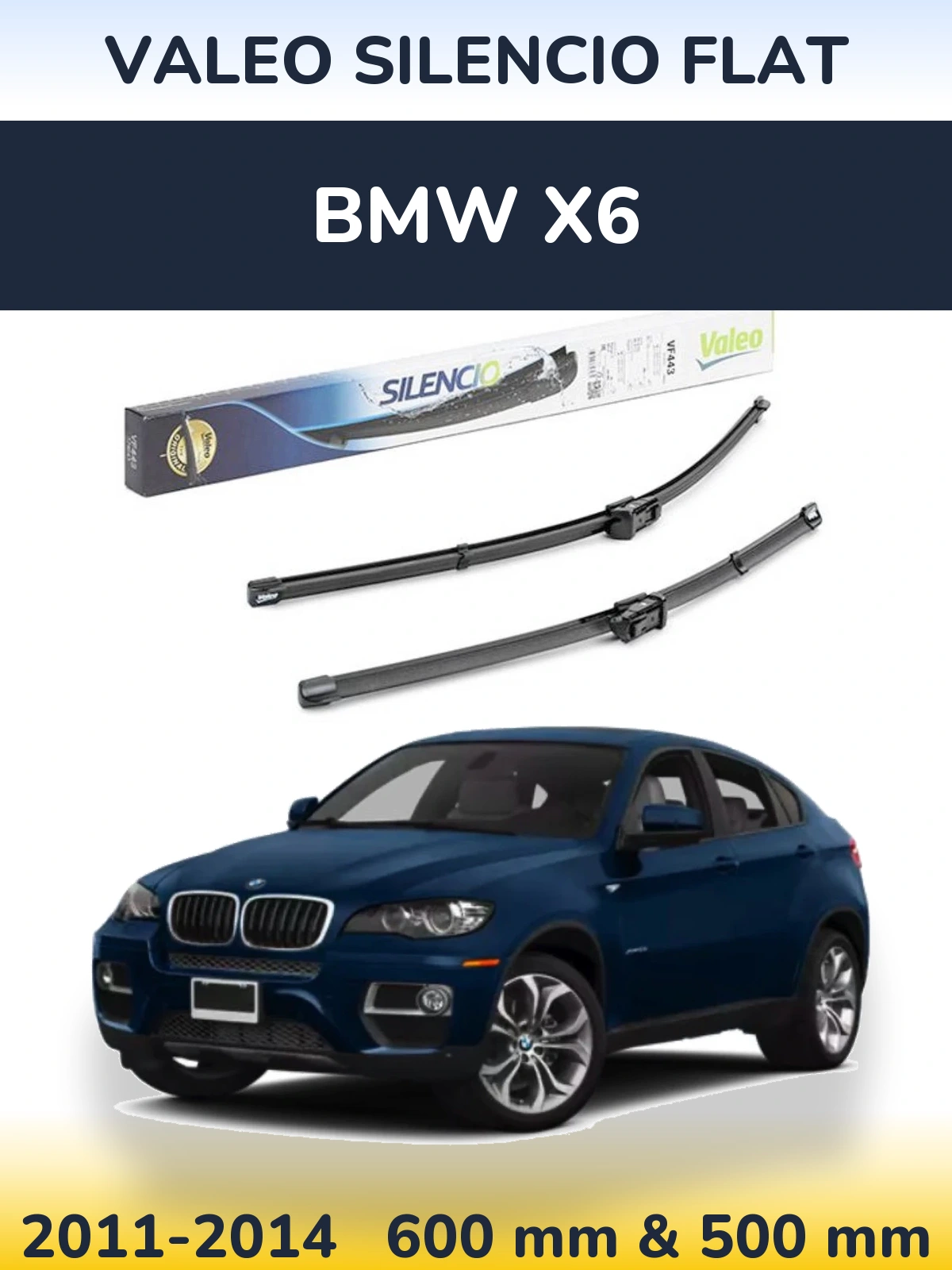 Комплект передних дворников Valeo Silencio Flat 600 & 500 мм для BMW X6 2011-2014