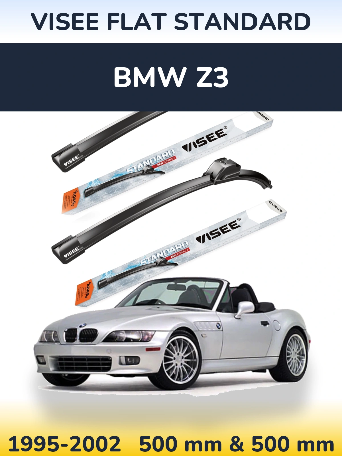 Комплект передних дворников VISEE FLAT STANDARD 500 & 500 мм для BMW Z3 1995-2002