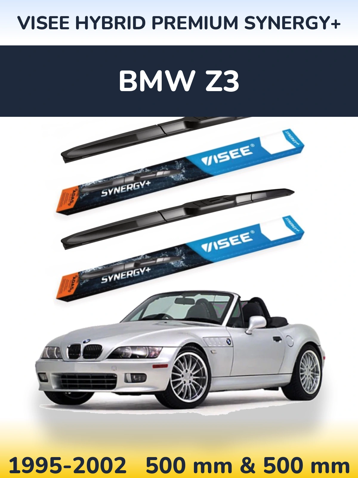 Комплект передних дворников VISEE HYBRID PREMIUM SYNERGY+ 500 & 500 мм для BMW Z3 1995-2002