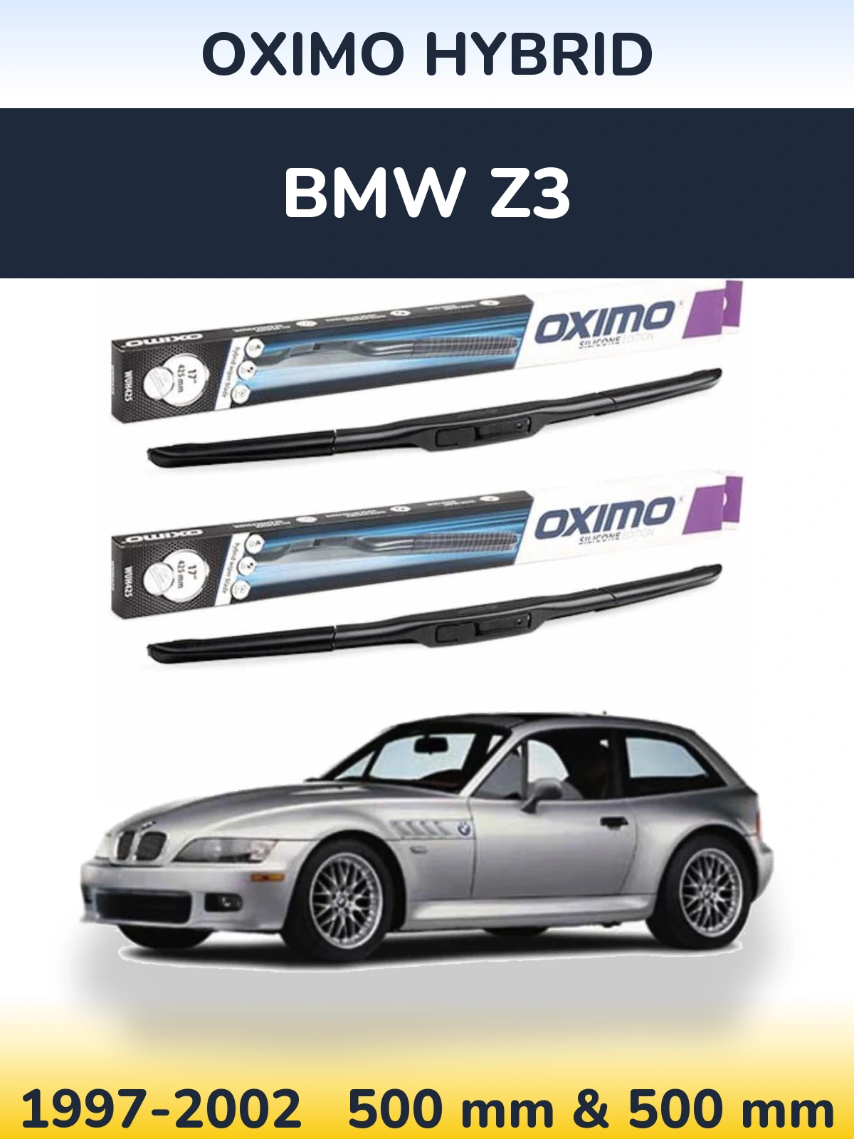 Комплект передних дворников Oximo Hybrid 500 & 500 мм для BMW Z3 1997-2002