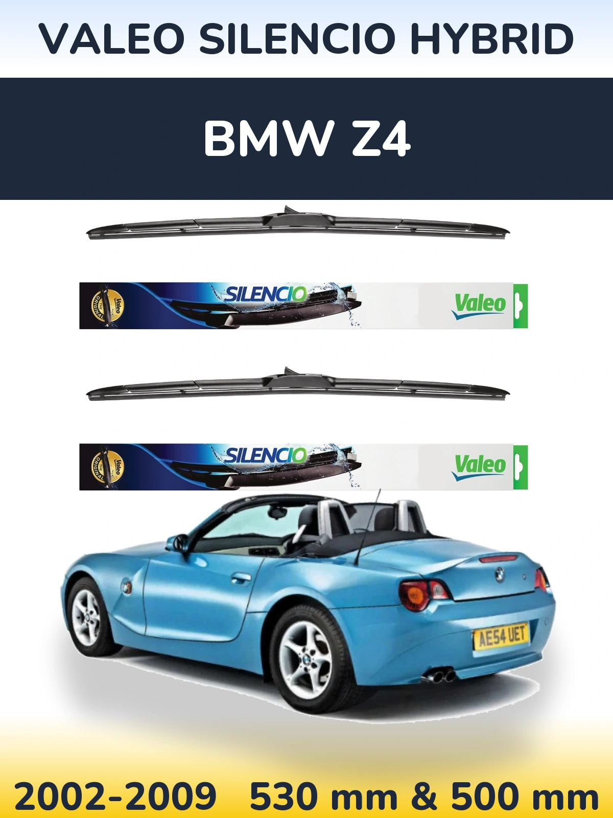 Комплект передніх щіток Valeo Silencio Hybrid 530 & 500 мм для BMW Z4 2002-2009
