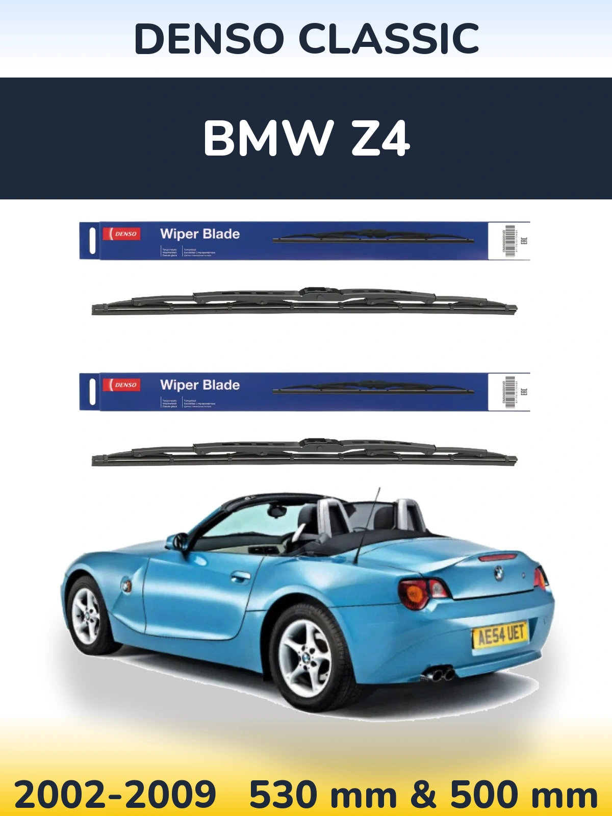Комплект передних дворников Denso Classic 530 & 500 мм для BMW Z4 2002-2009