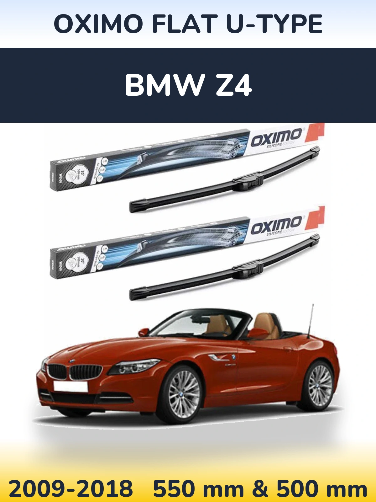 Комплект передних дворников Oximo Flat U-type 550 & 500 мм для BMW Z4 2009-2018