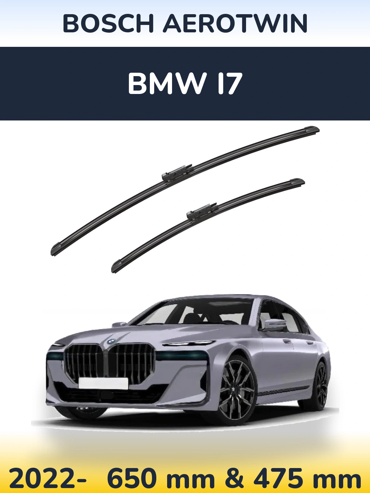 Front wiper blade set BOSCH AeroTwin 650 & 475 mm for BMW i7 2022-2026