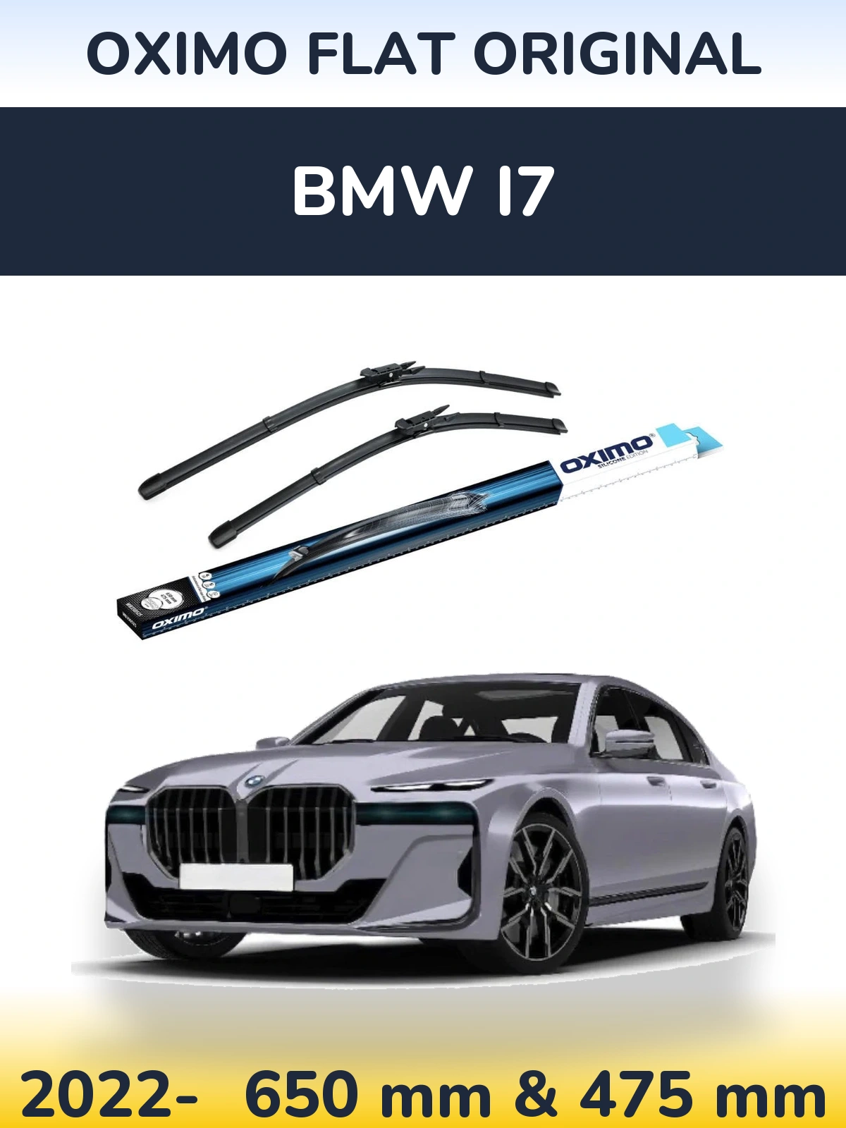 Комплект передних дворников Oximo Flat Original 650 & 475 мм для BMW i7 2022-2026