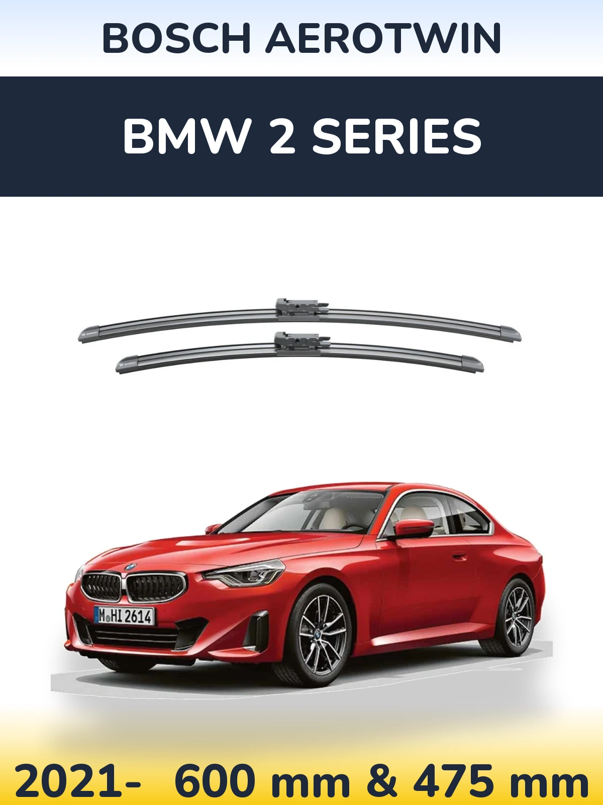 Комплект передних дворников BOSCH AeroTwin 600 & 475 мм для BMW 2 Series 2021-2026