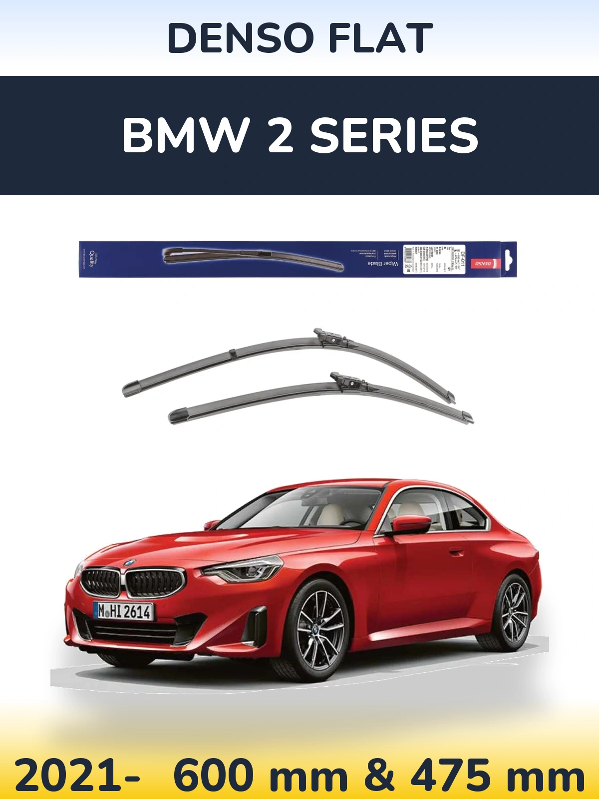 Komplet przednich wycieraczek Denso Flat 600 & 475 mm do BMW Seria 2 2021-2026