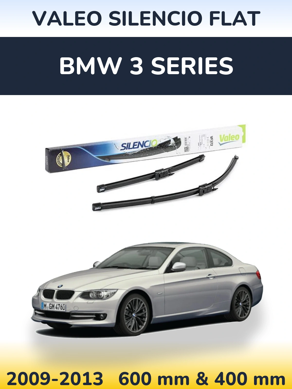 Komplet przednich wycieraczek Valeo Silencio Flat 600 & 400 mm do BMW Seria 3 2009-2013