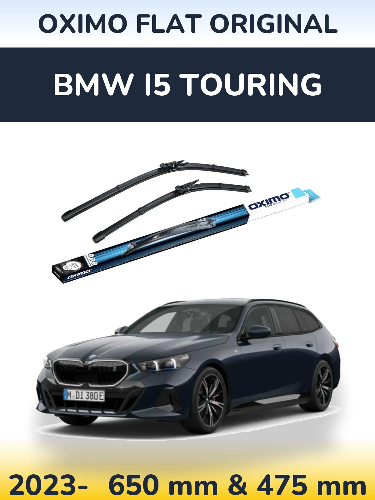 Komplet przednich wycieraczek Oximo Flat Original 650 & 475 mm do BMW i5 Touring 2023-2026