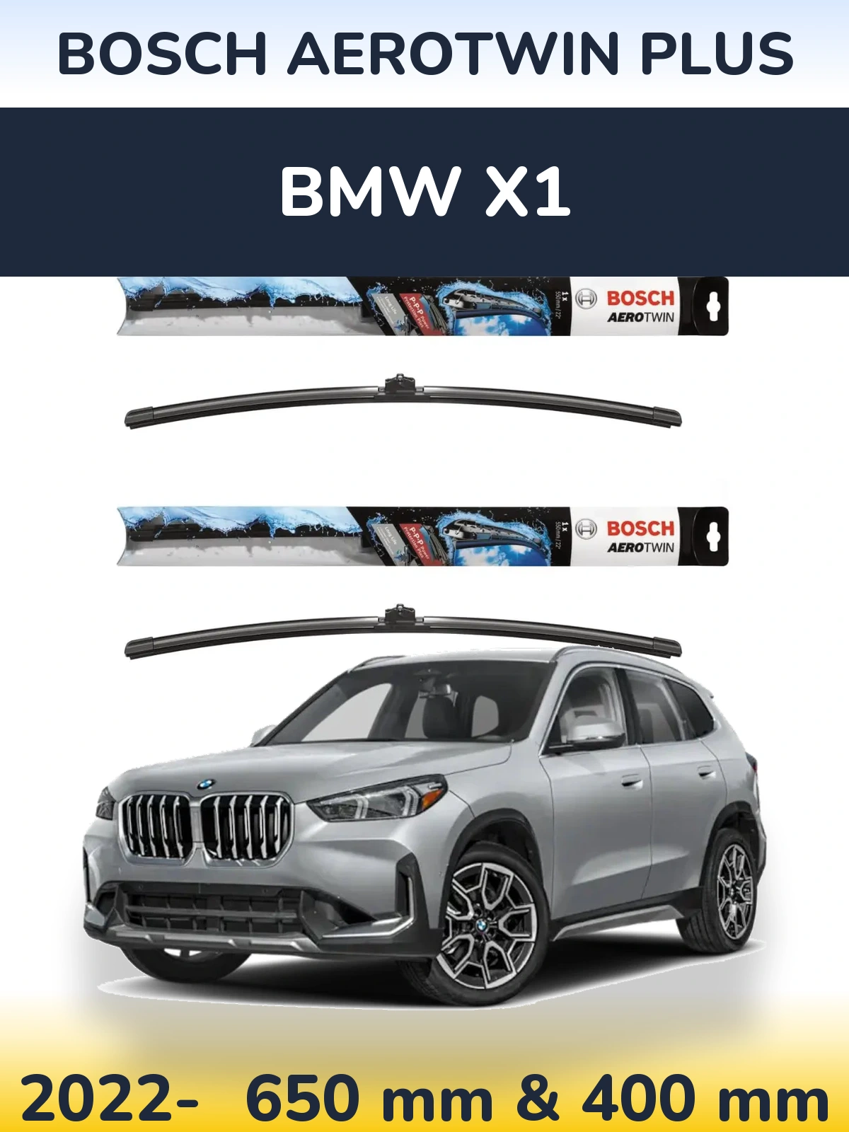 Комплект передних дворников BOSCH AeroTwin Plus 650 & 400 мм для BMW X1 2022-2026