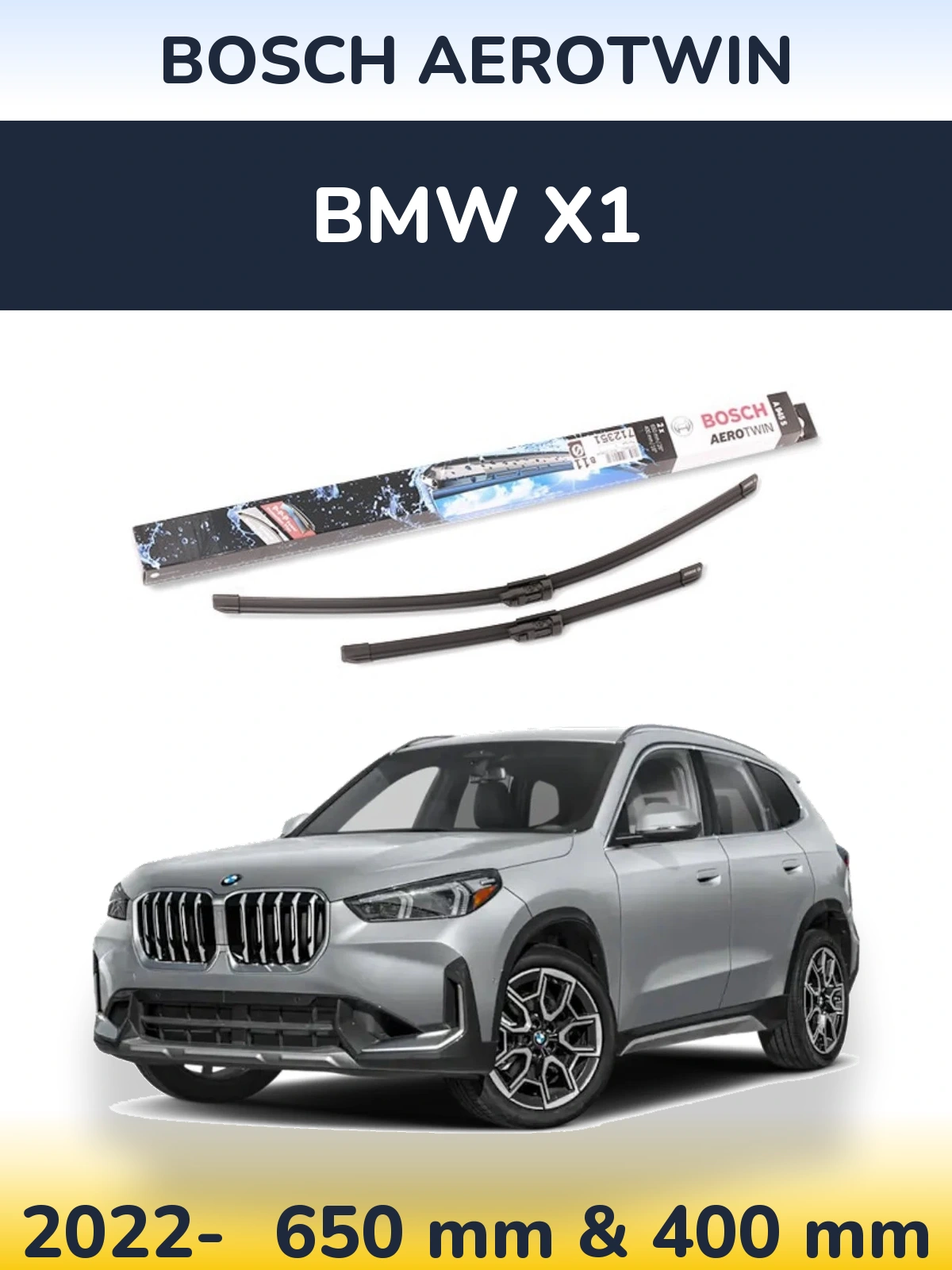 Front wiper blade set BOSCH AeroTwin 650 & 400 mm for BMW X1 2022-2026