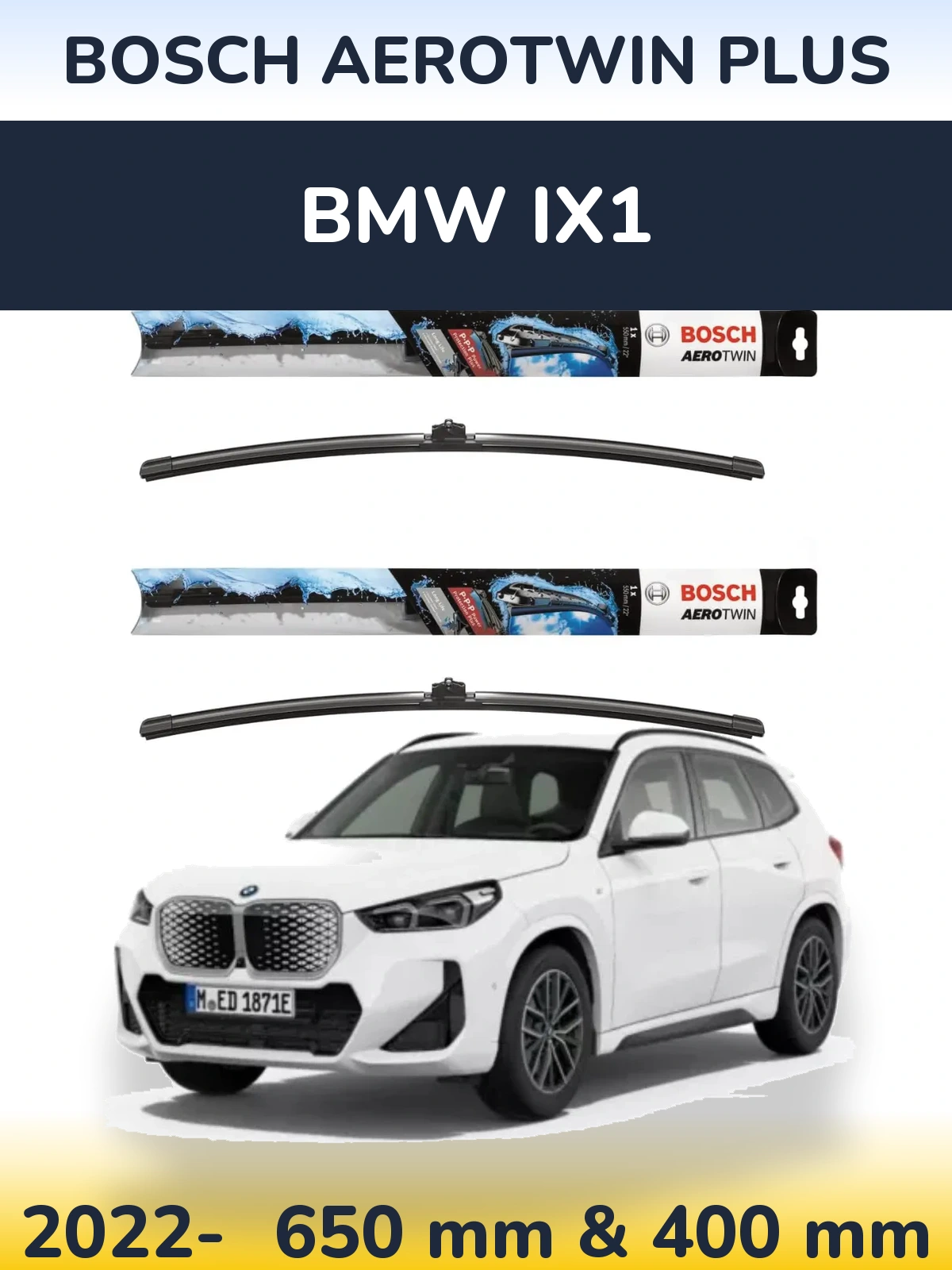 Комплект передних дворников BOSCH AeroTwin Plus 650 & 400 мм для BMW iX1 2022-2026
