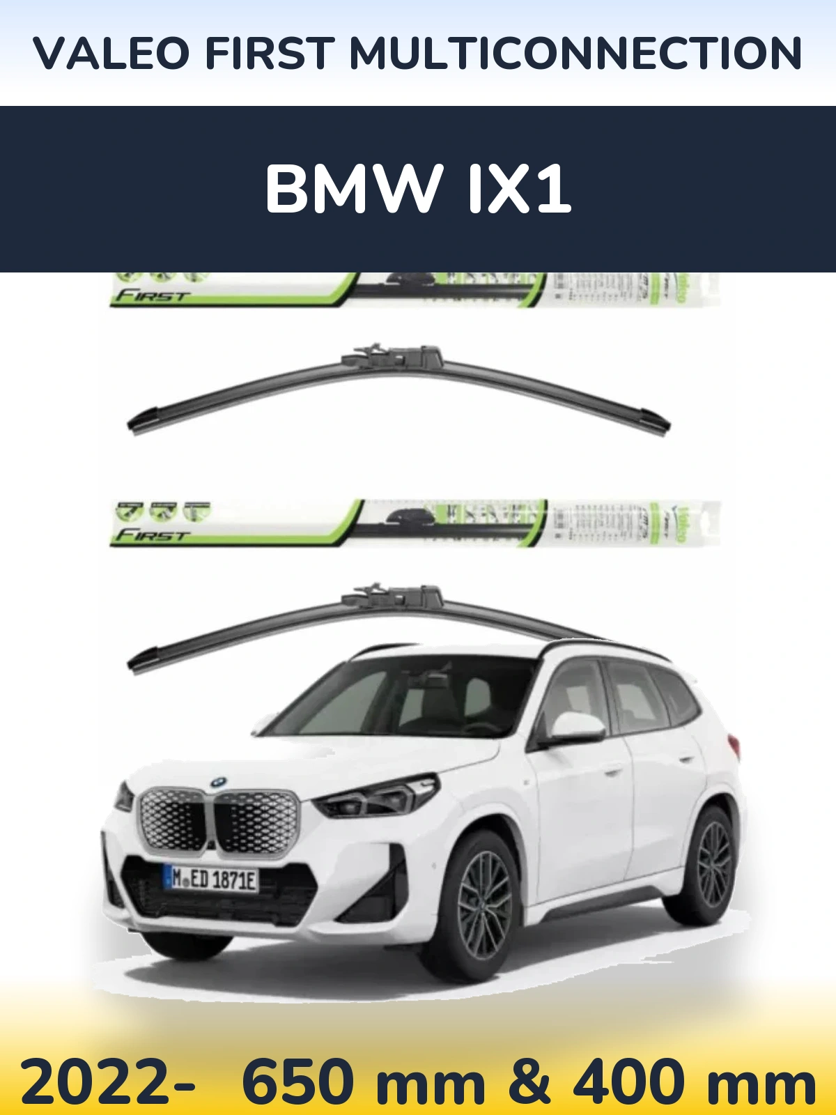 Komplet przednich wycieraczek Valeo First MultiConnection 650 & 400 mm do BMW iX1 2022-2026