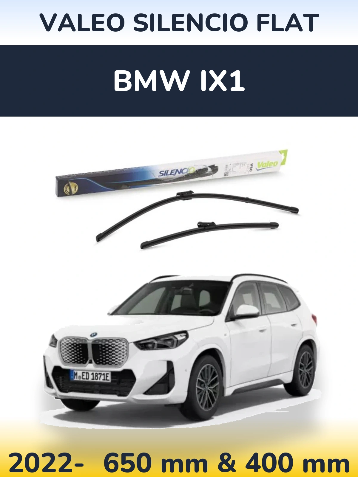Комплект передних дворников Valeo Silencio Flat 650 & 400 мм для BMW iX1 2022-2026