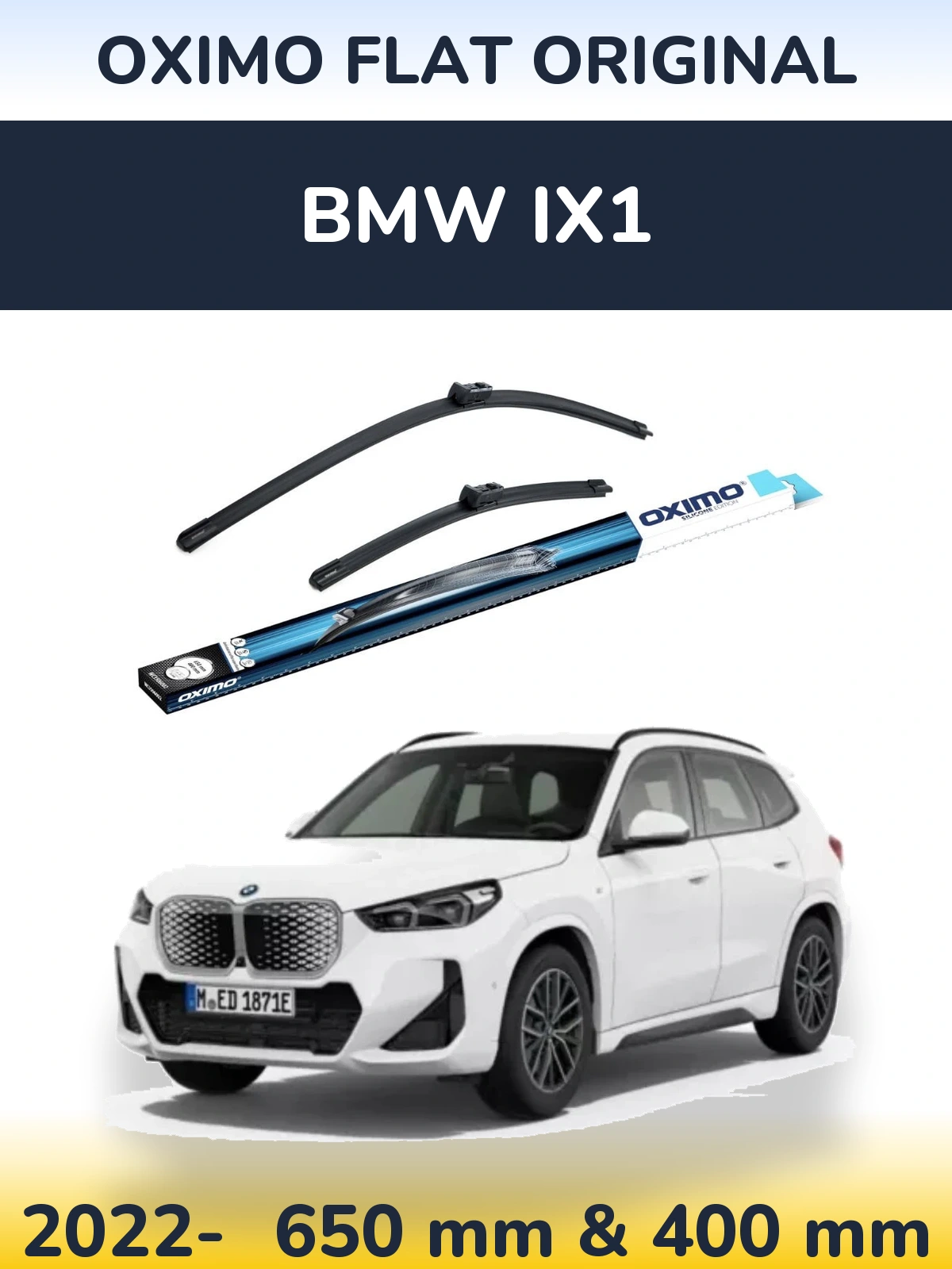Комплект передних дворников Oximo Flat Original 650 & 400 мм для BMW iX1 2022-2026