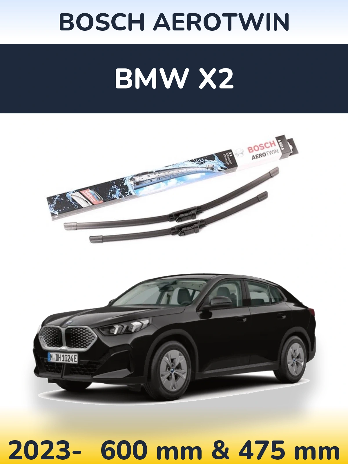 Комплект передних дворников BOSCH AeroTwin 600 & 475 мм для BMW X2 2023-2026