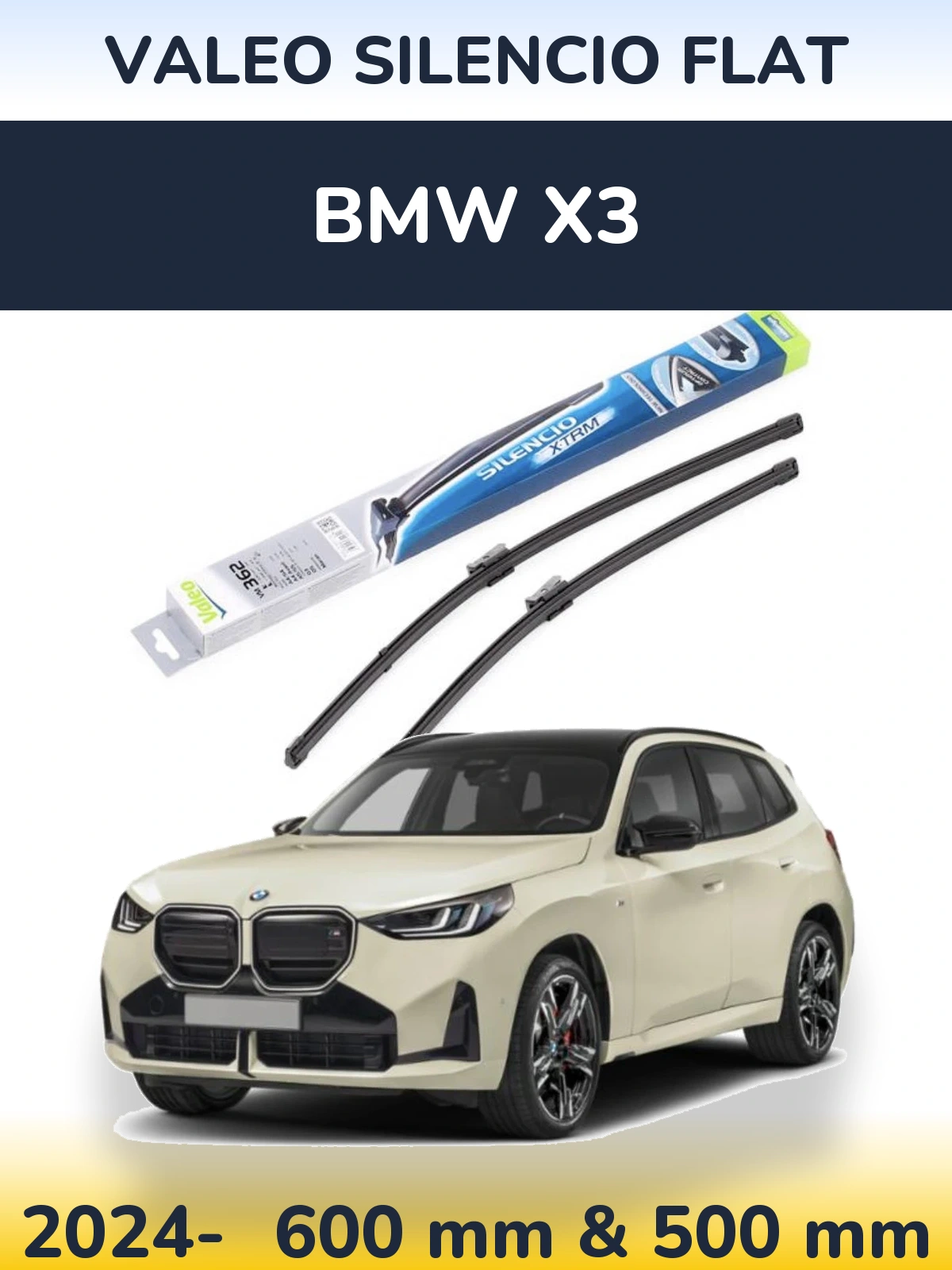 Комплект передних дворников Valeo Silencio Flat 600 & 500 мм для BMW X3 2024-2026