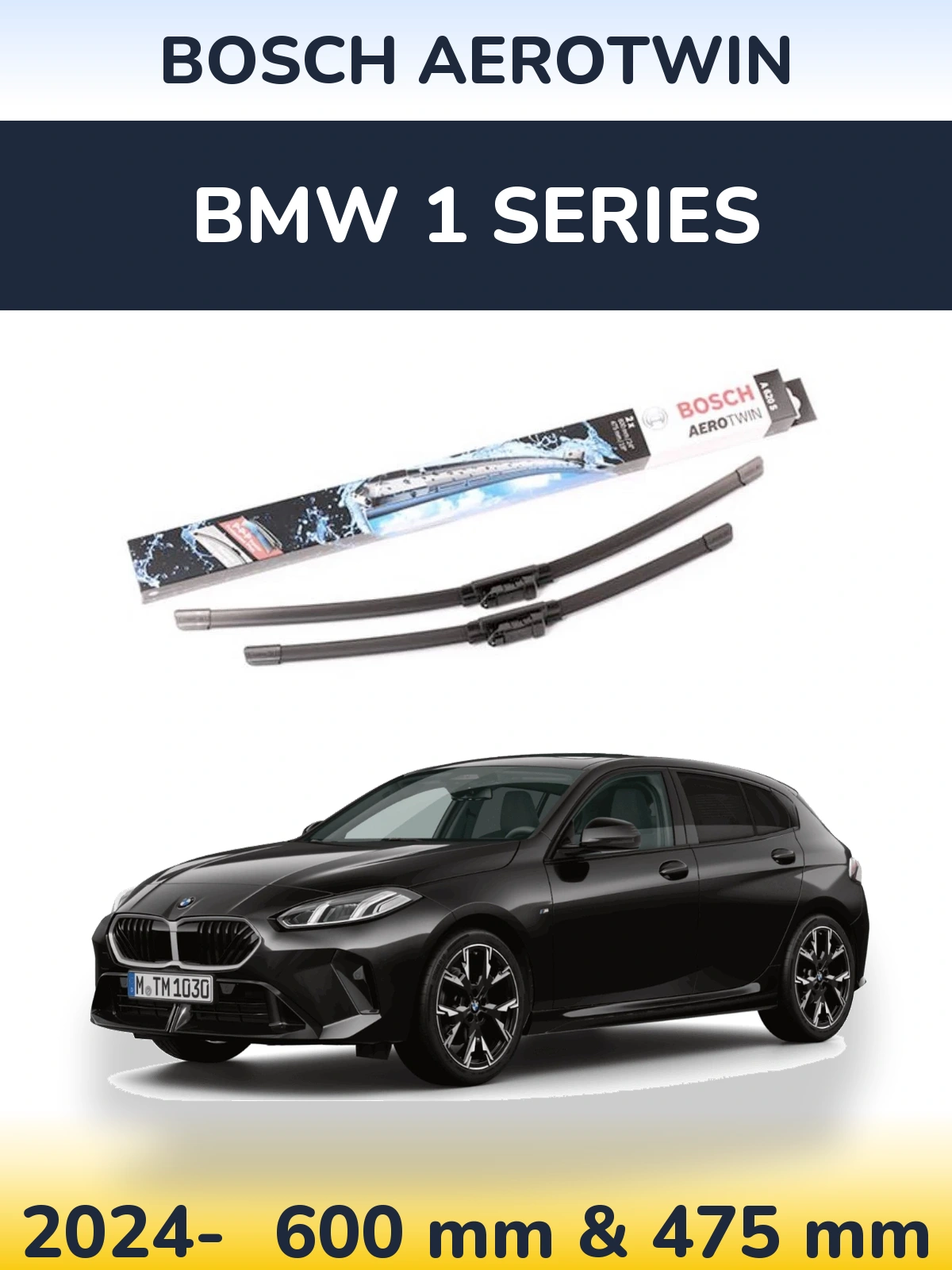 Комплект передних дворников BOSCH AeroTwin 600 & 475 мм для BMW 1 Series 2024-2026