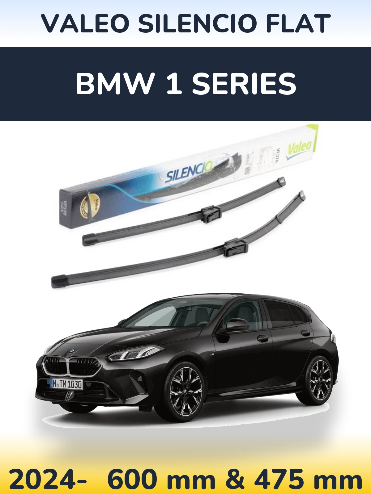 Komplet przednich wycieraczek Valeo Silencio Flat 600 & 475 mm do BMW Seria 1 2024-2026