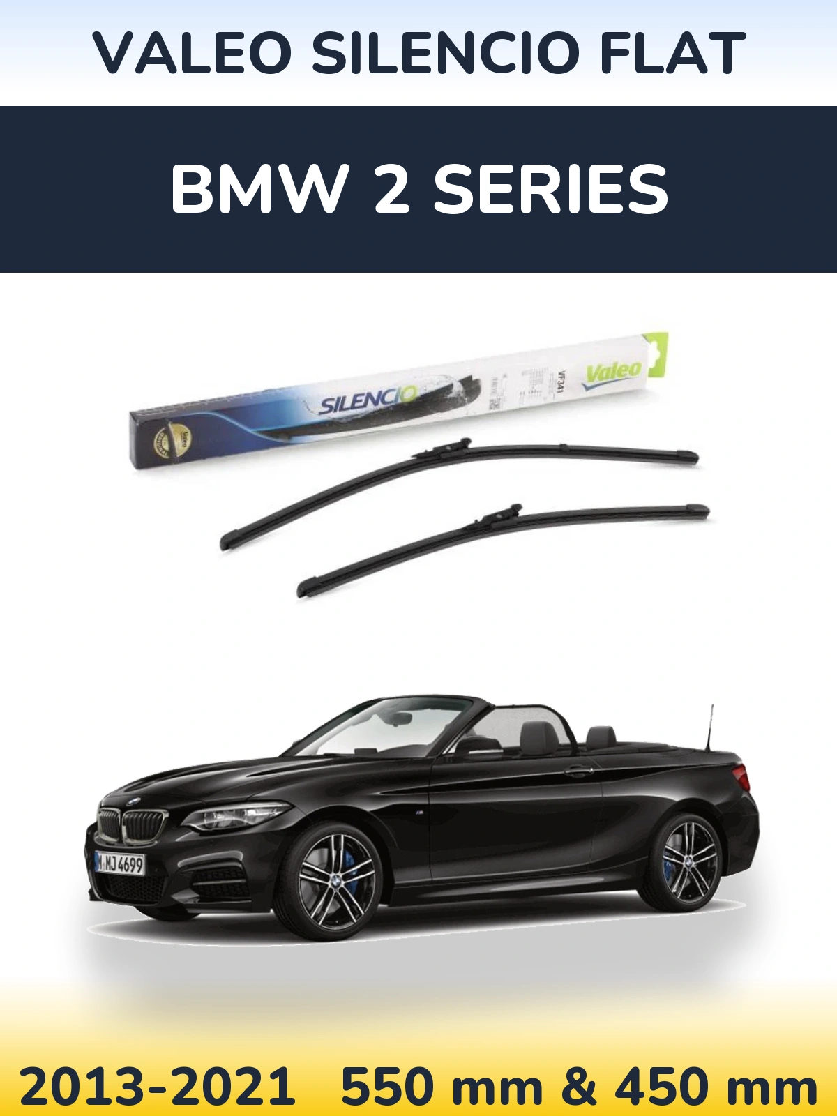 Komplet przednich wycieraczek Valeo Silencio Flat 550 & 450 mm do BMW Seria 2 2013-2021
