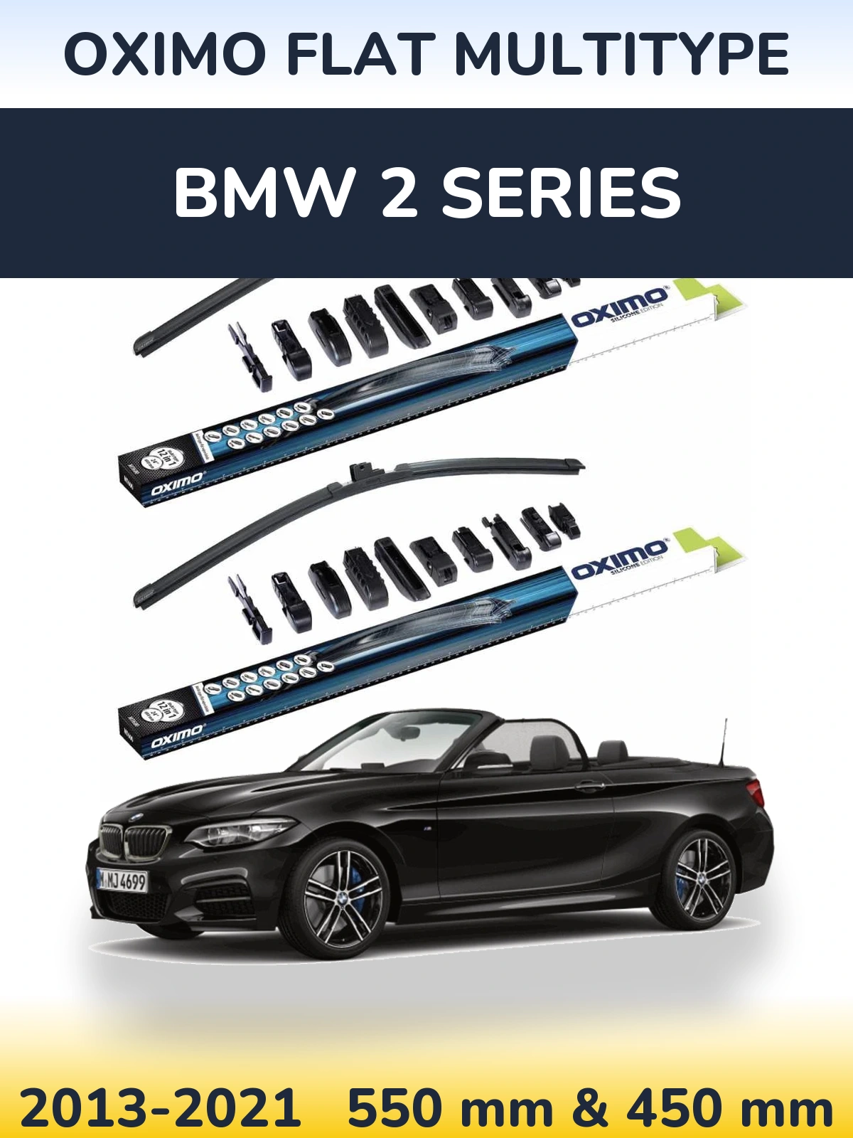 Комплект передних дворников Oximo Flat MultiТипe 550 & 450 мм для BMW 2 Series 2013-2021