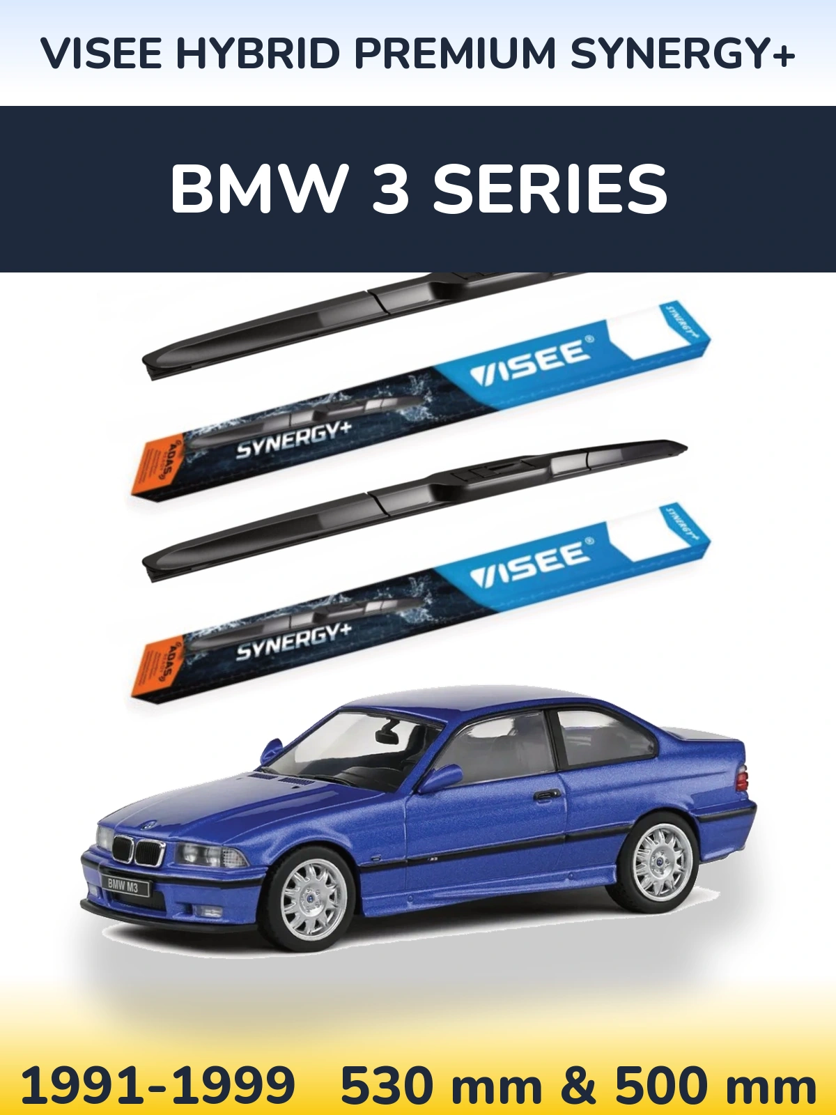 Komplet przednich wycieraczek VISEE HYBRID PREMIUM SYNERGY+ 530 & 500 mm do BMW Seria 3 1991-1999