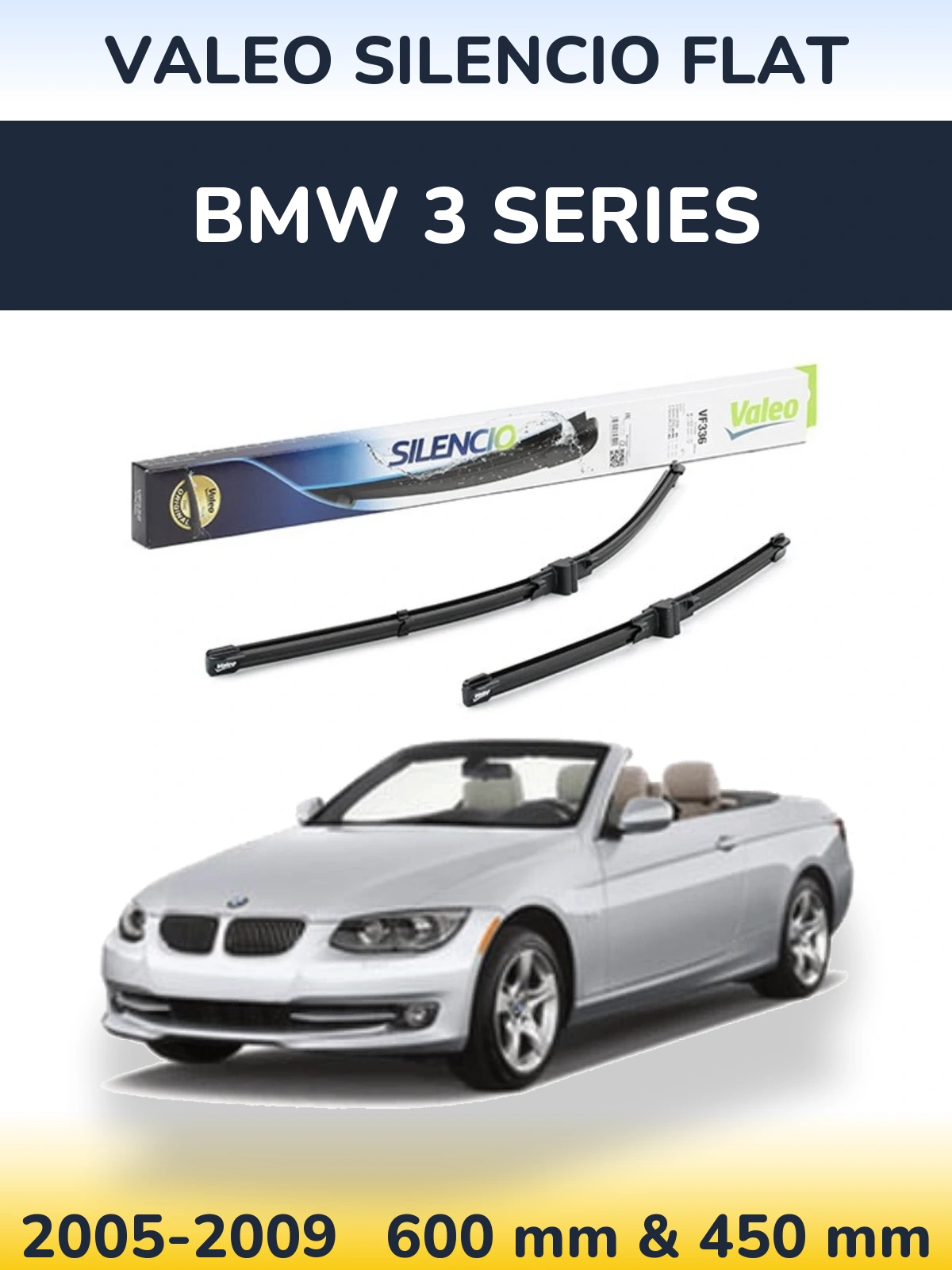 Komplet przednich wycieraczek Valeo Silencio Flat 600 & 400 mm do BMW Seria 3 2005-2009