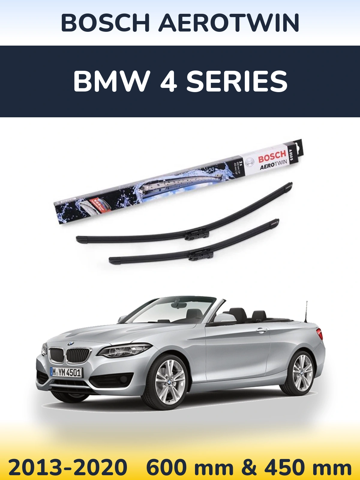Komplet przednich wycieraczek BOSCH AeroTwin 600 & 450 mm do BMW Seria 4 2013-2020